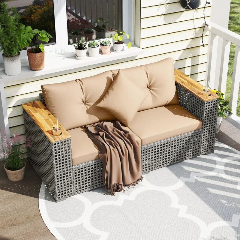 2-Piece Patio Corner Sofa Set with Thick Cushions by DirectDeals