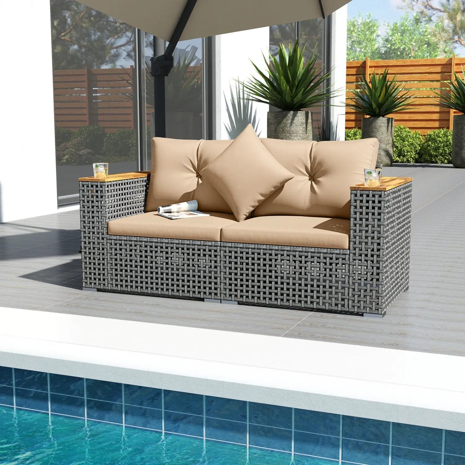 2-Piece Patio Corner Sofa Set with Thick Cushions by DirectDeals