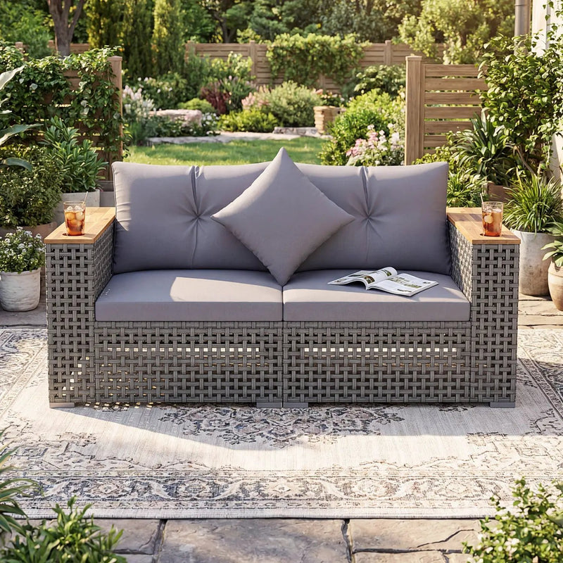 2-Piece Patio Corner Sofa Set with Thick Cushions by DirectDeals