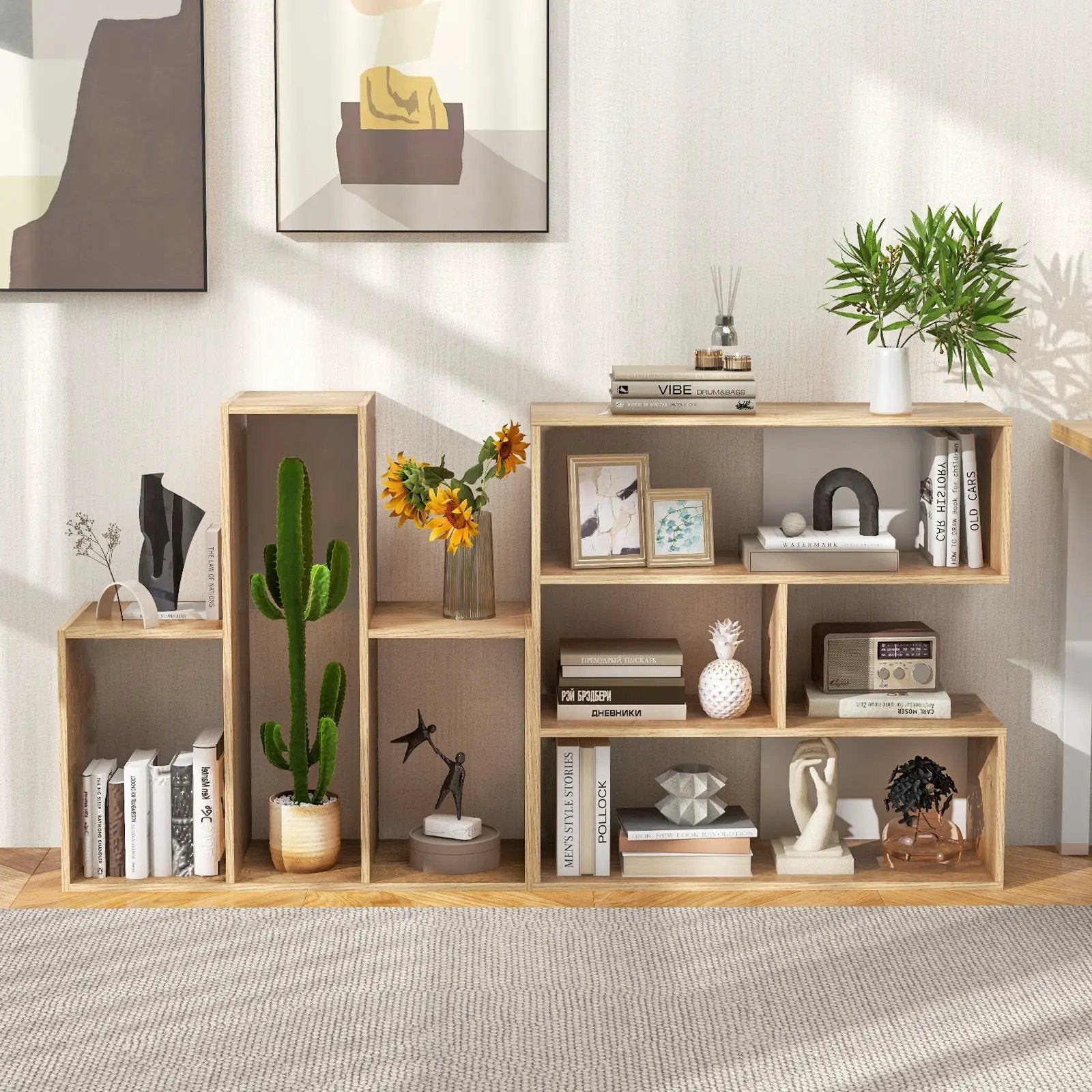 2-Piece Separable Bookshelf Floor Standing Corner Display Storage by DirectDeals
