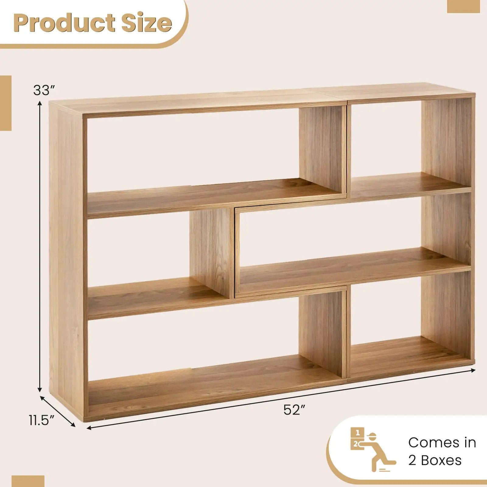 2-Piece Separable Bookshelf Floor Standing Corner Display Storage by DirectDeals