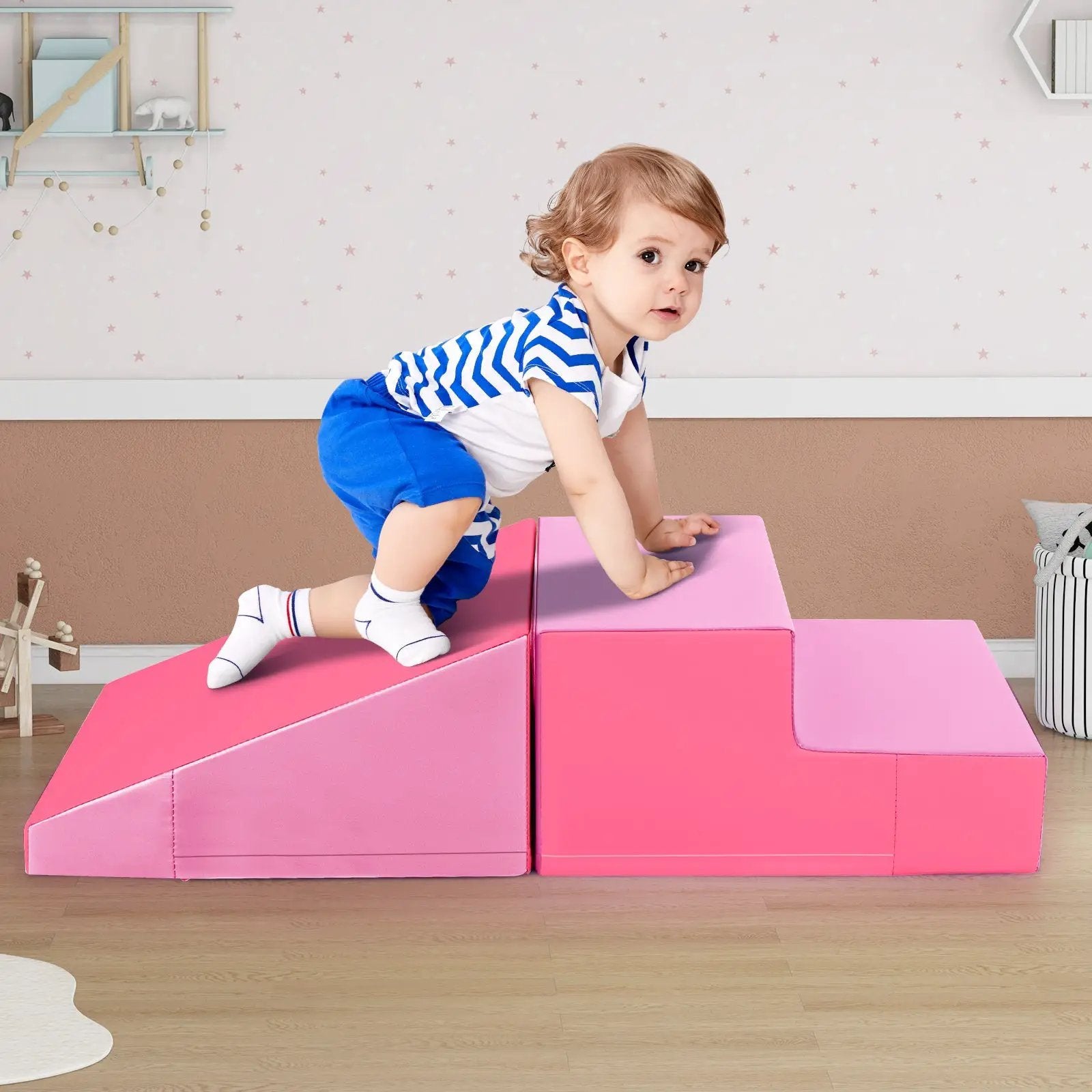 2-Piece Step and Slide Climber for Infants and Toddlers Baby Soft Play Set by DirectDeals