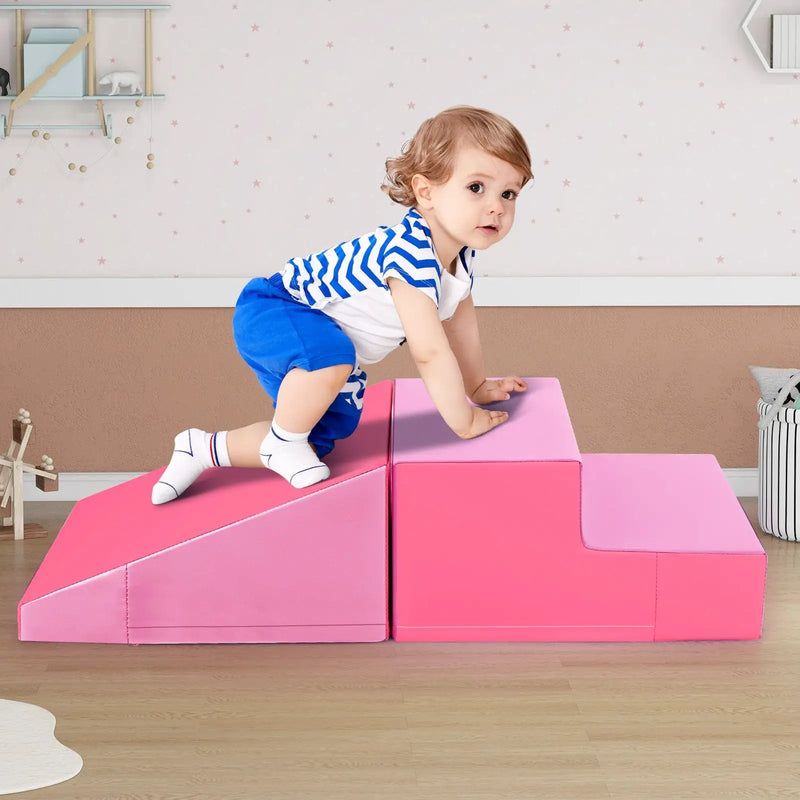 2-Piece Step and Slide Climber for Infants and Toddlers Baby Soft Play Set by DirectDeals