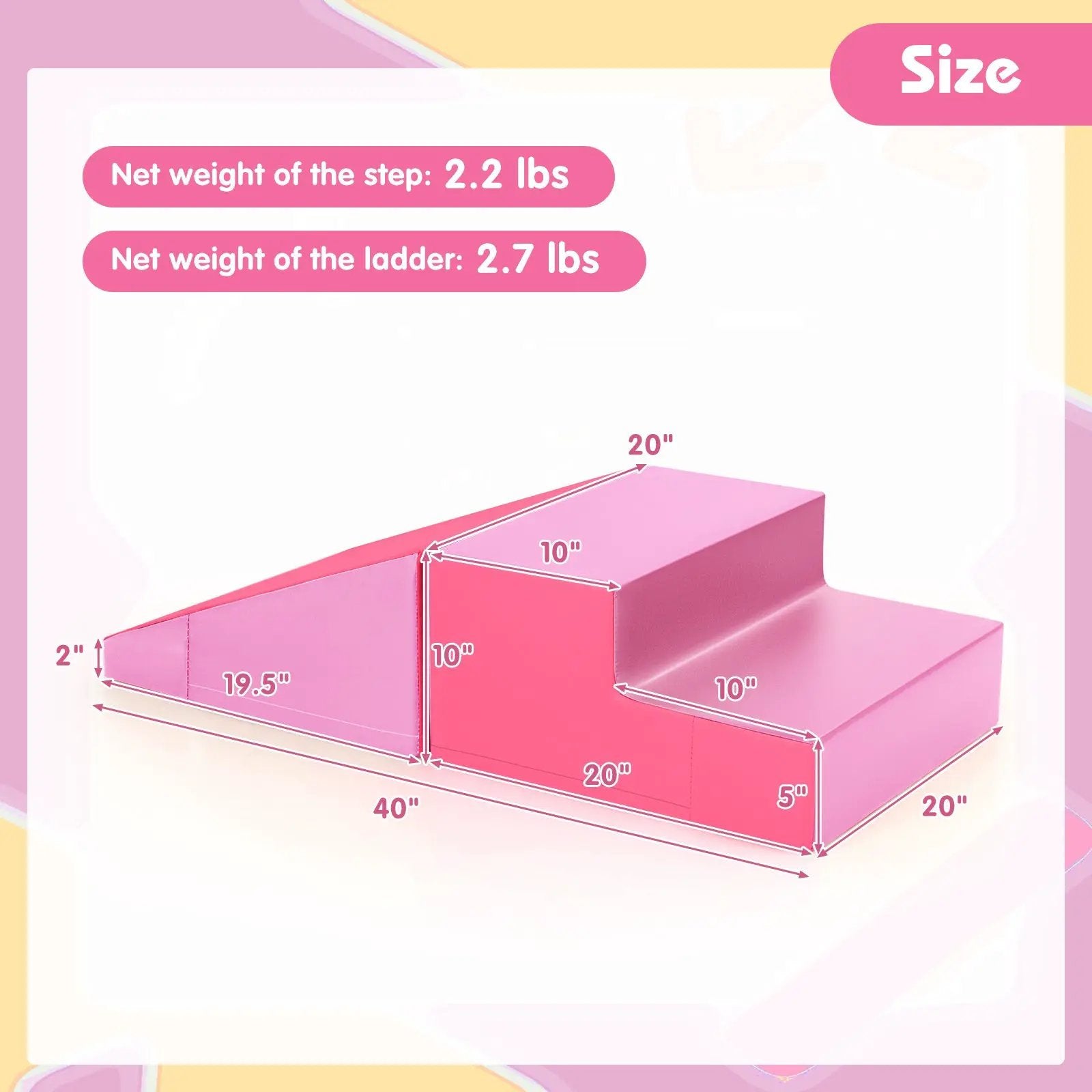 2-Piece Step and Slide Climber for Infants and Toddlers Baby Soft Play Set by DirectDeals