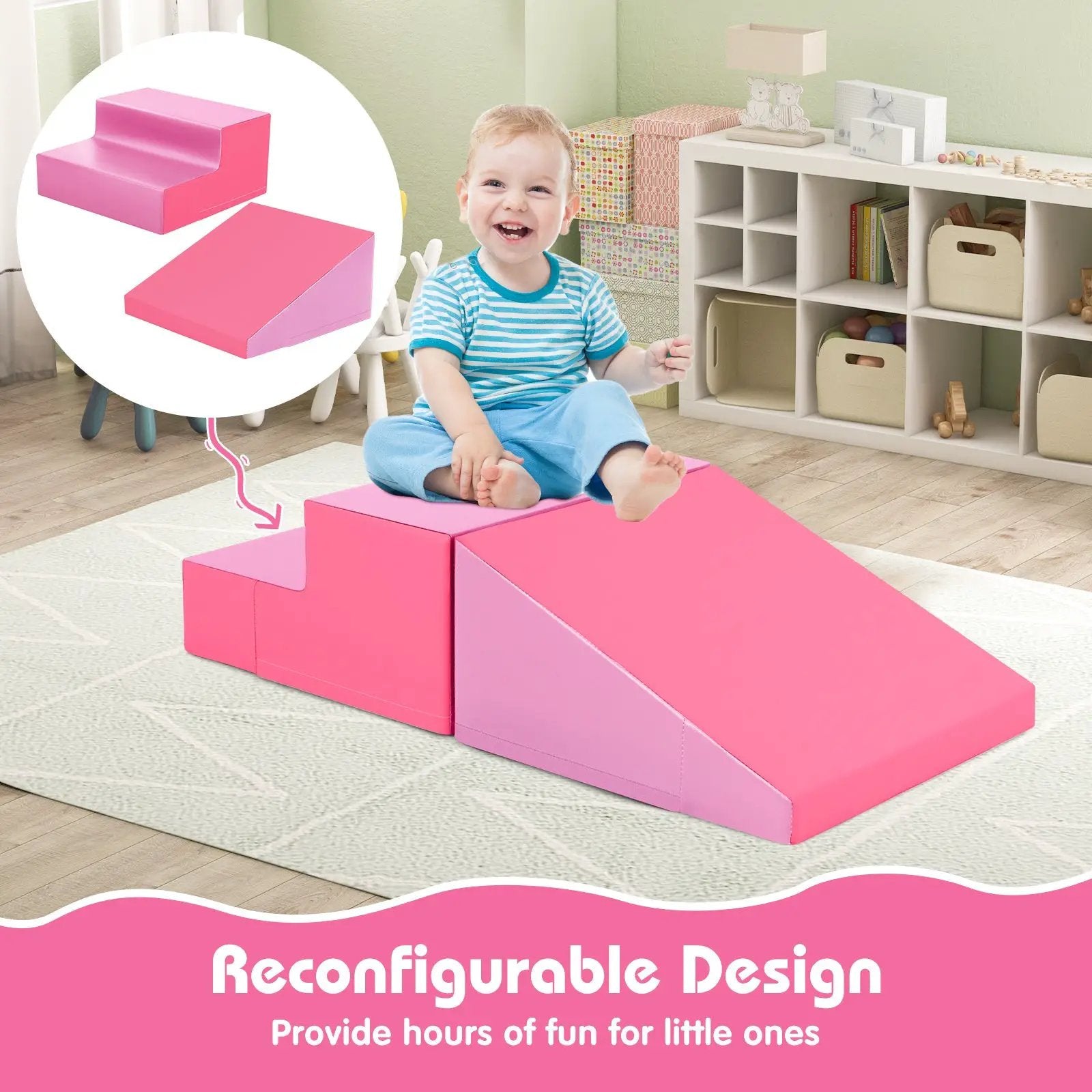 2-Piece Step and Slide Climber for Infants and Toddlers Baby Soft Play Set by DirectDeals