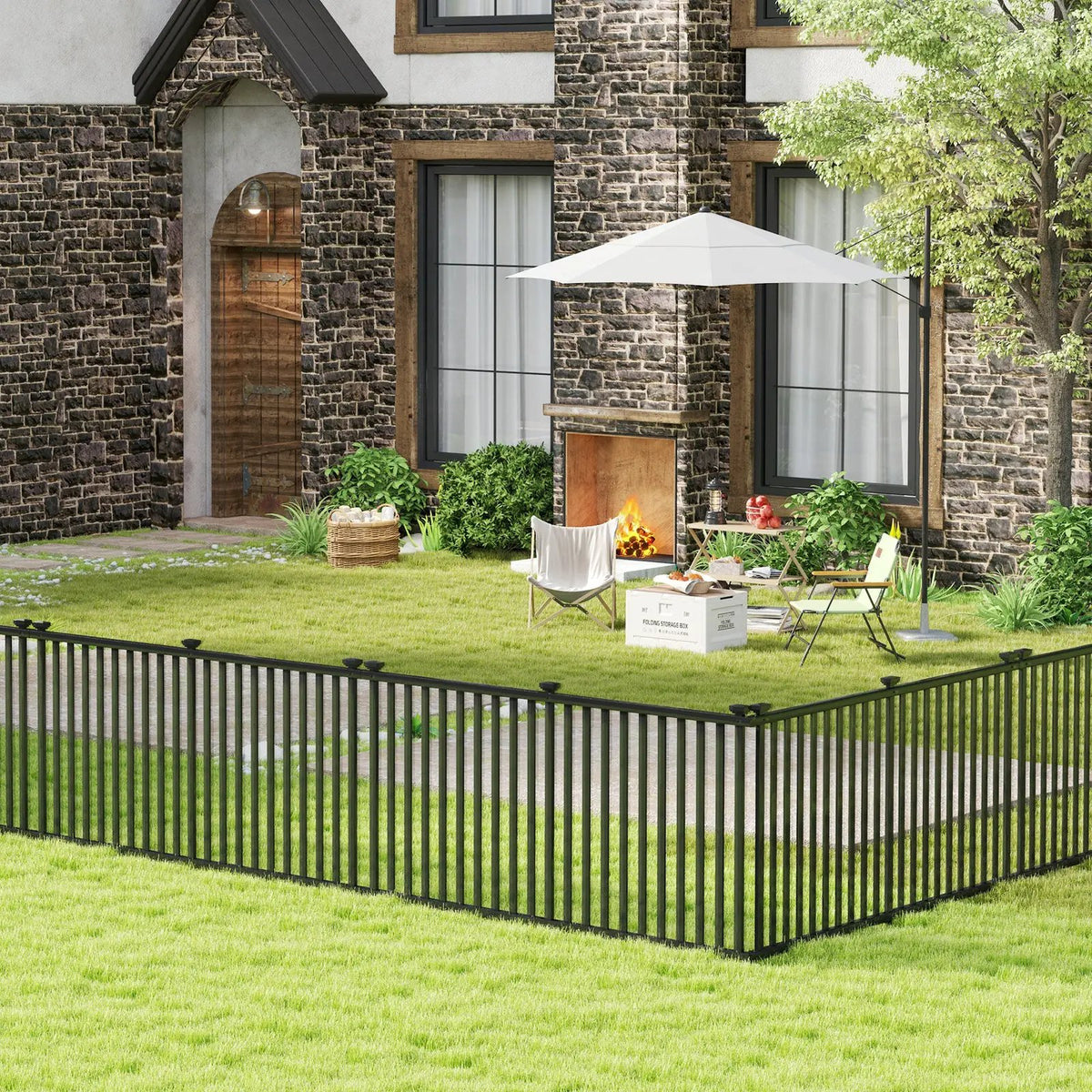 2 Piece 80 x 51 Inch Vinyl Picket Fence for Garden by DirectDeals