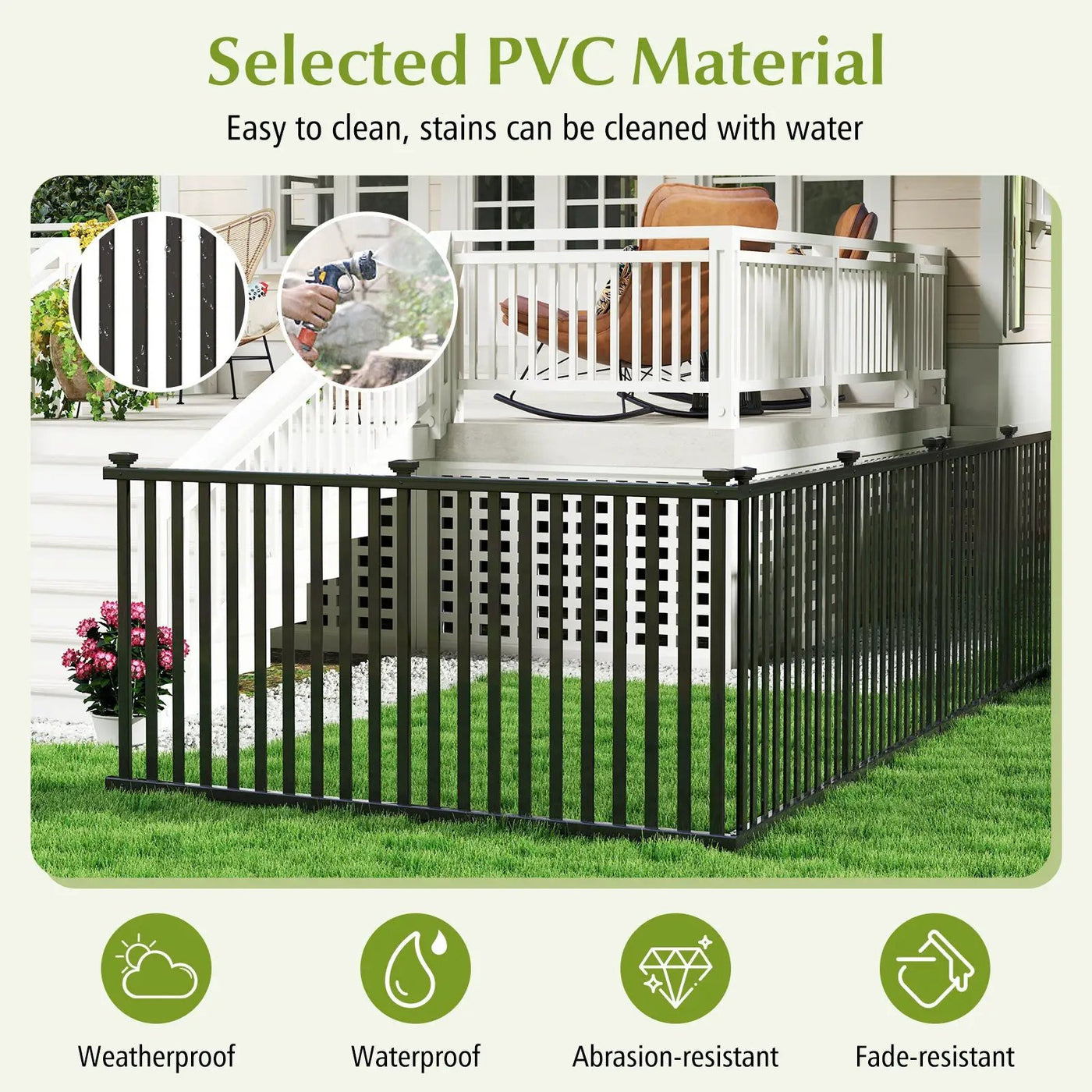 2 Piece 80 x 51 Inch Vinyl Picket Fence for Garden by DirectDeals