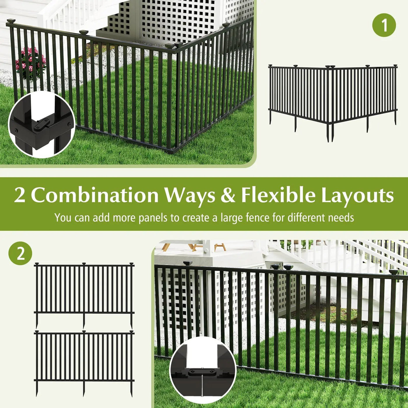 2 Piece 80 x 51 Inch Vinyl Picket Fence for Garden by DirectDeals