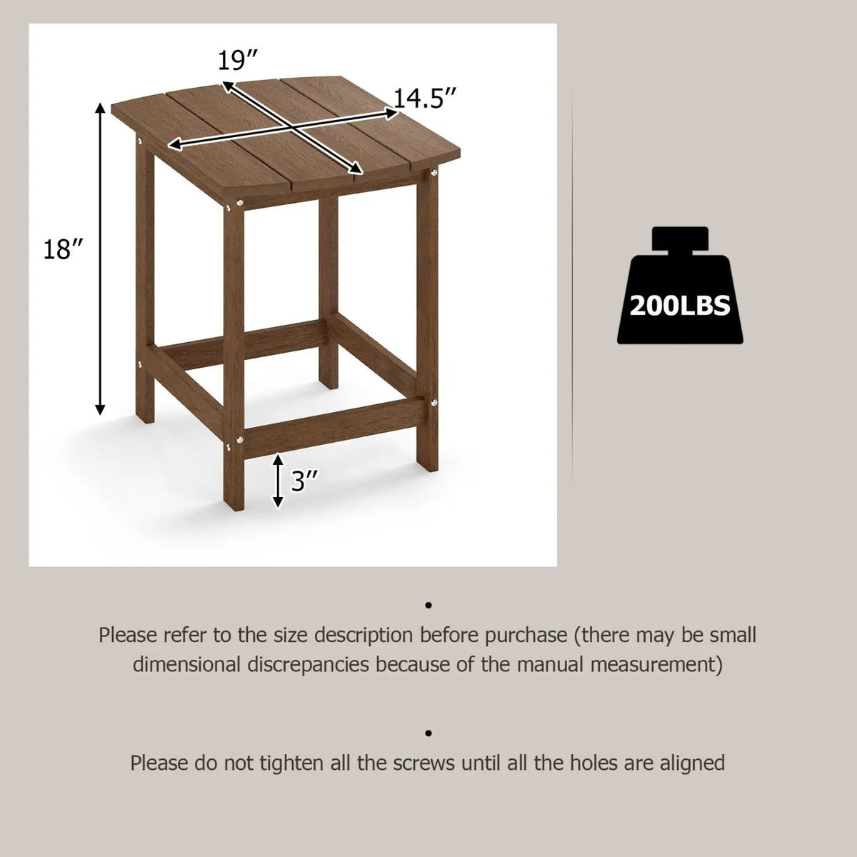 18-Inch Adirondack Side Table Set of 2 for Patio by DirectDeals
