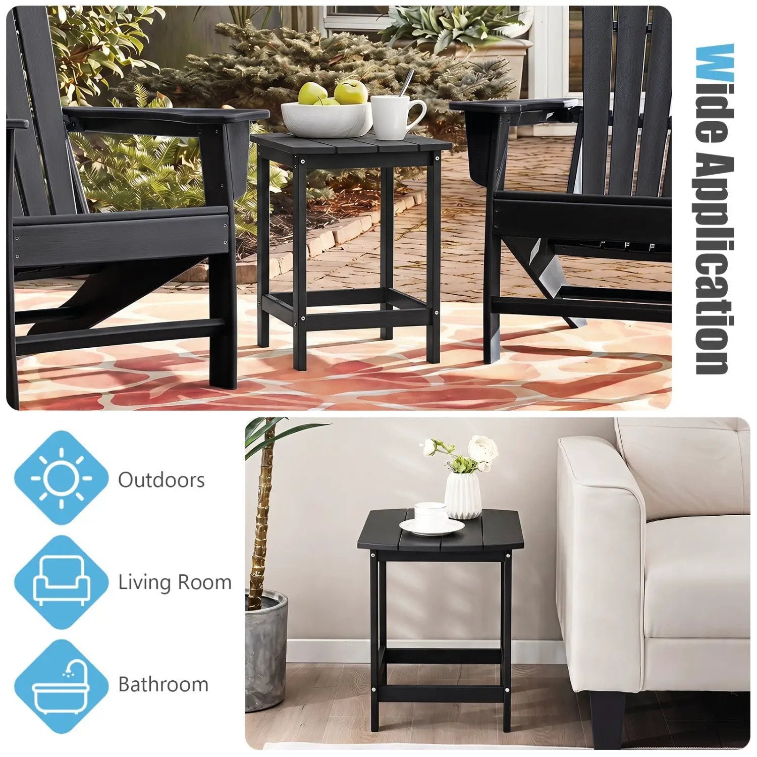 18-Inch Adirondack Side Table Set of 2 for Patio by DirectDeals