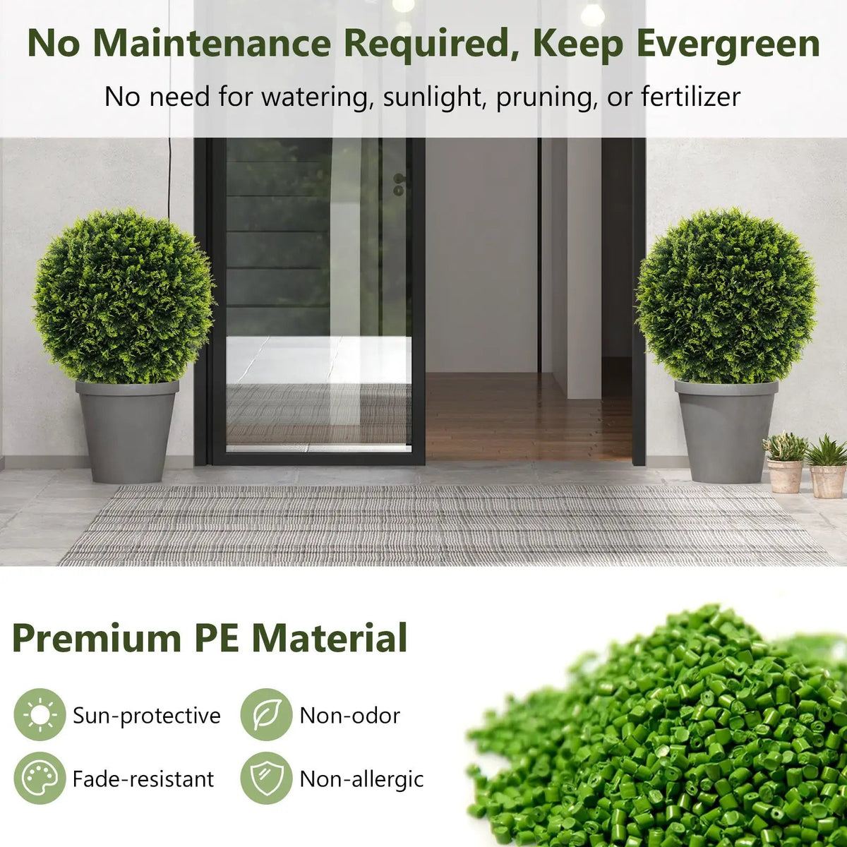 2 Pieces 18/22 Inches Indoor Outdoor Faux Decorative Balls for Patio Garden Front Door Balcony and Backyard by DirectDeals
