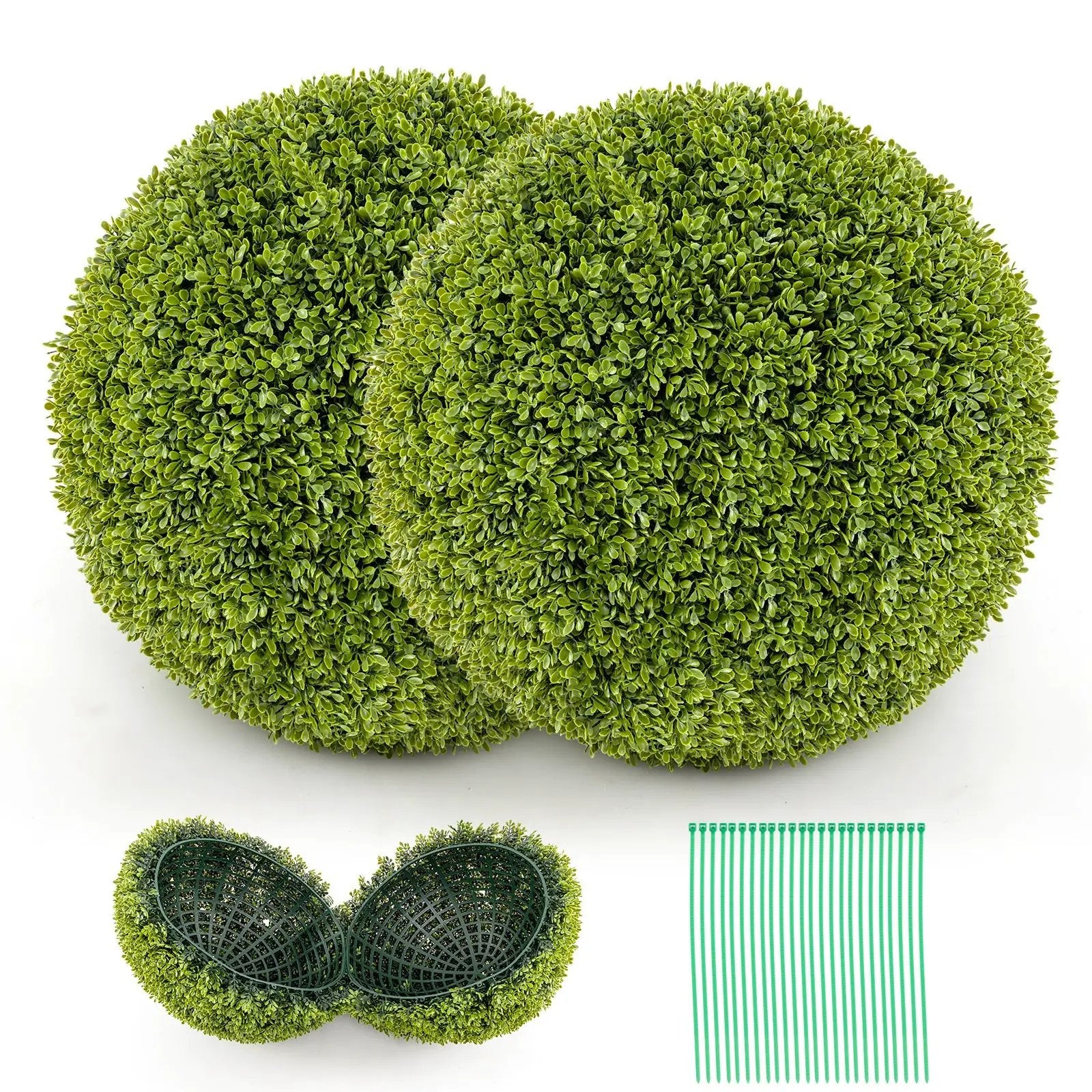 2 Pieces 20 Inches Artificial Sun-Protective Topiary Spheres for Patio Garden Front Door Balcony Backyard-M by DirectDeals