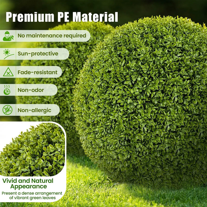 2 Pieces 20 Inches Artificial Sun-Protective Topiary Spheres for Patio Garden Front Door Balcony Backyard-M by DirectDeals