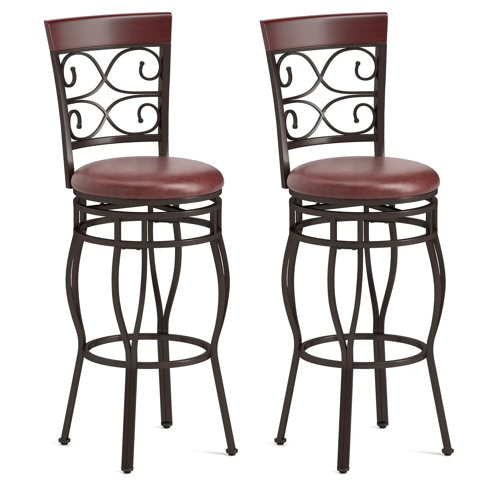 Set of 2 30 Inch Bar Stool with Backrest and Footrest by DirectDeals