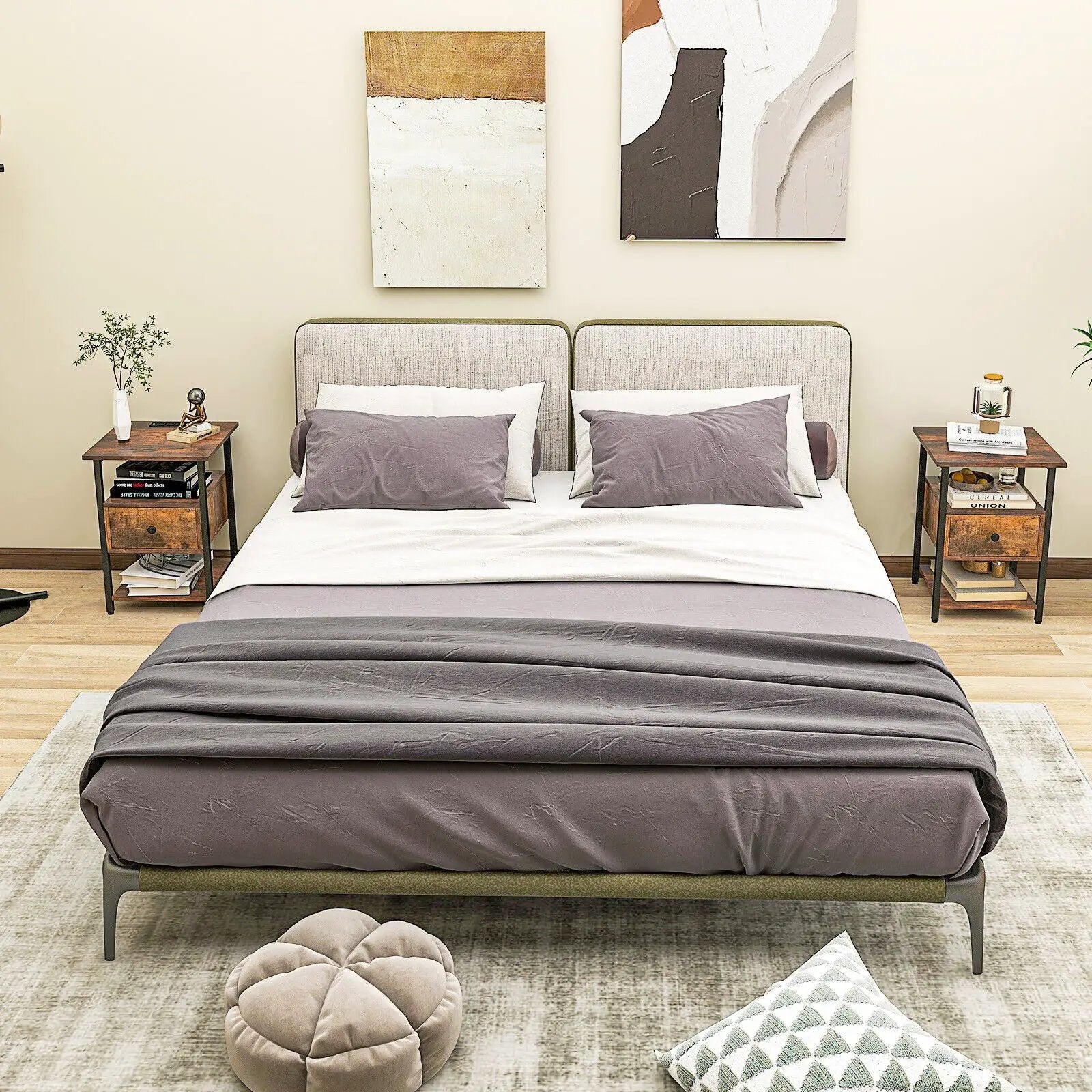1/2 Pieces 3-Tier Nightstand with Charging Station and Drawer by DirectDeals