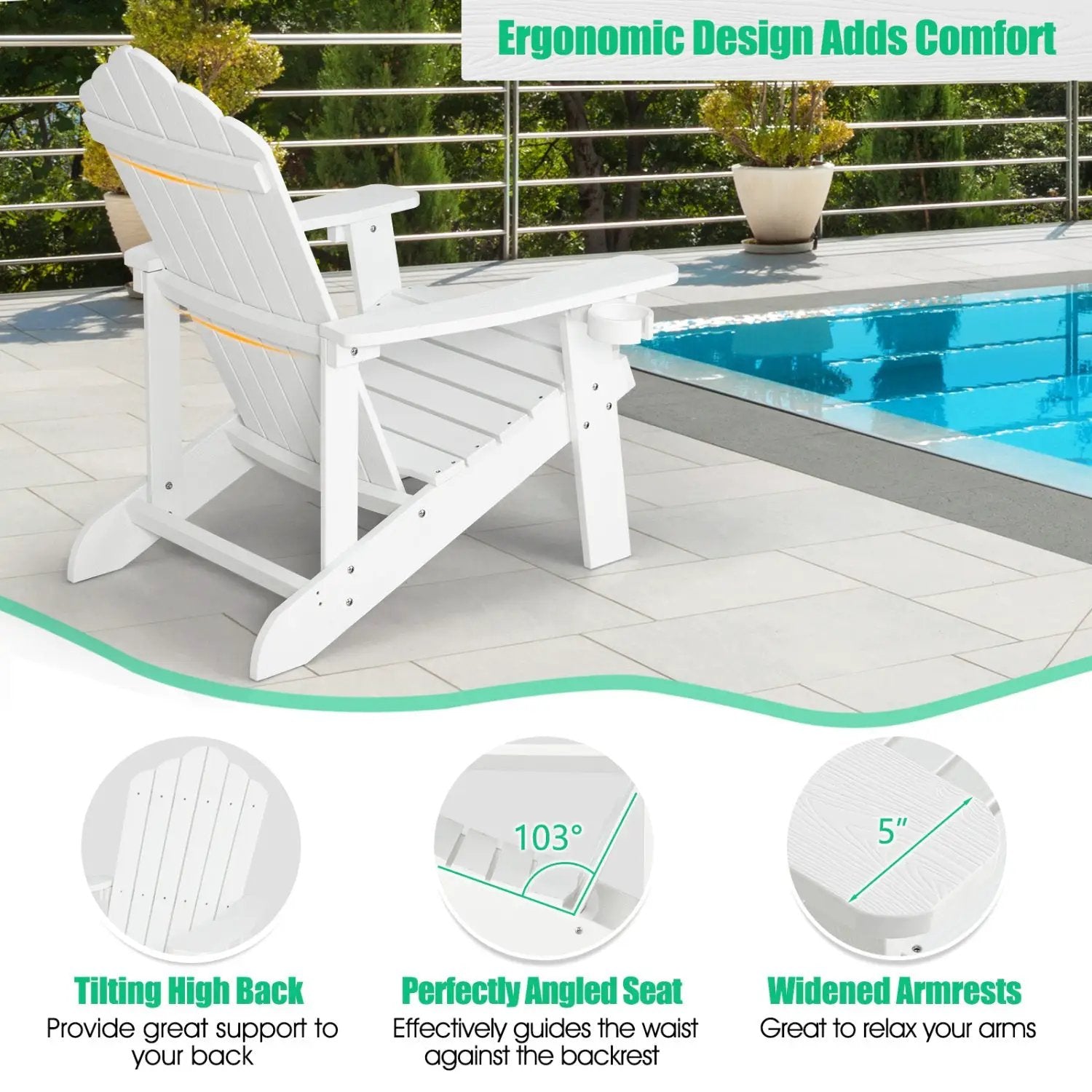 Adirondack Chair Set - Adult & Kids Pair for Patio by DirectDeals