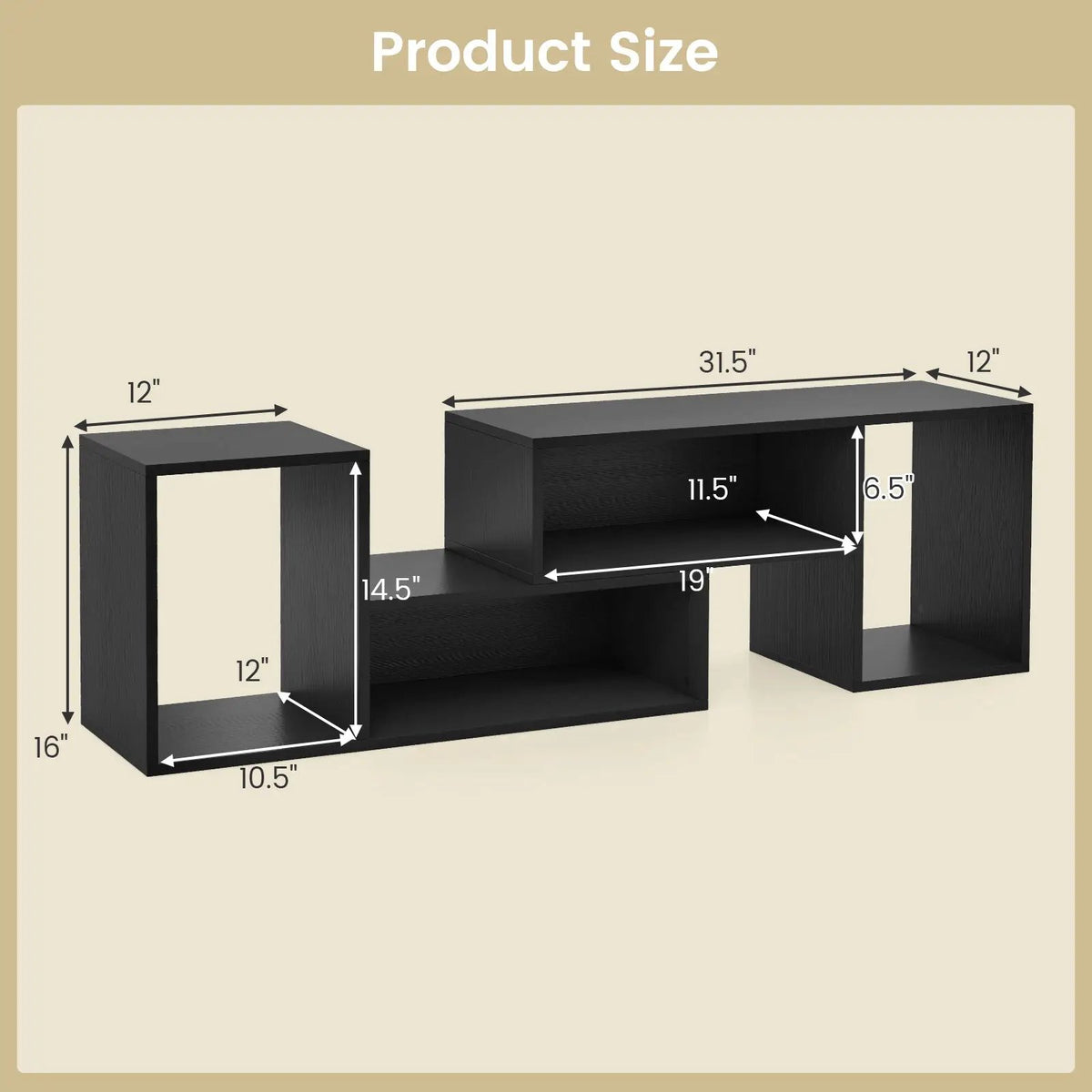 2 Pieces Adjustable TV Stand for TVs up to 55 Inch with Storage Cubes by DirectDeals