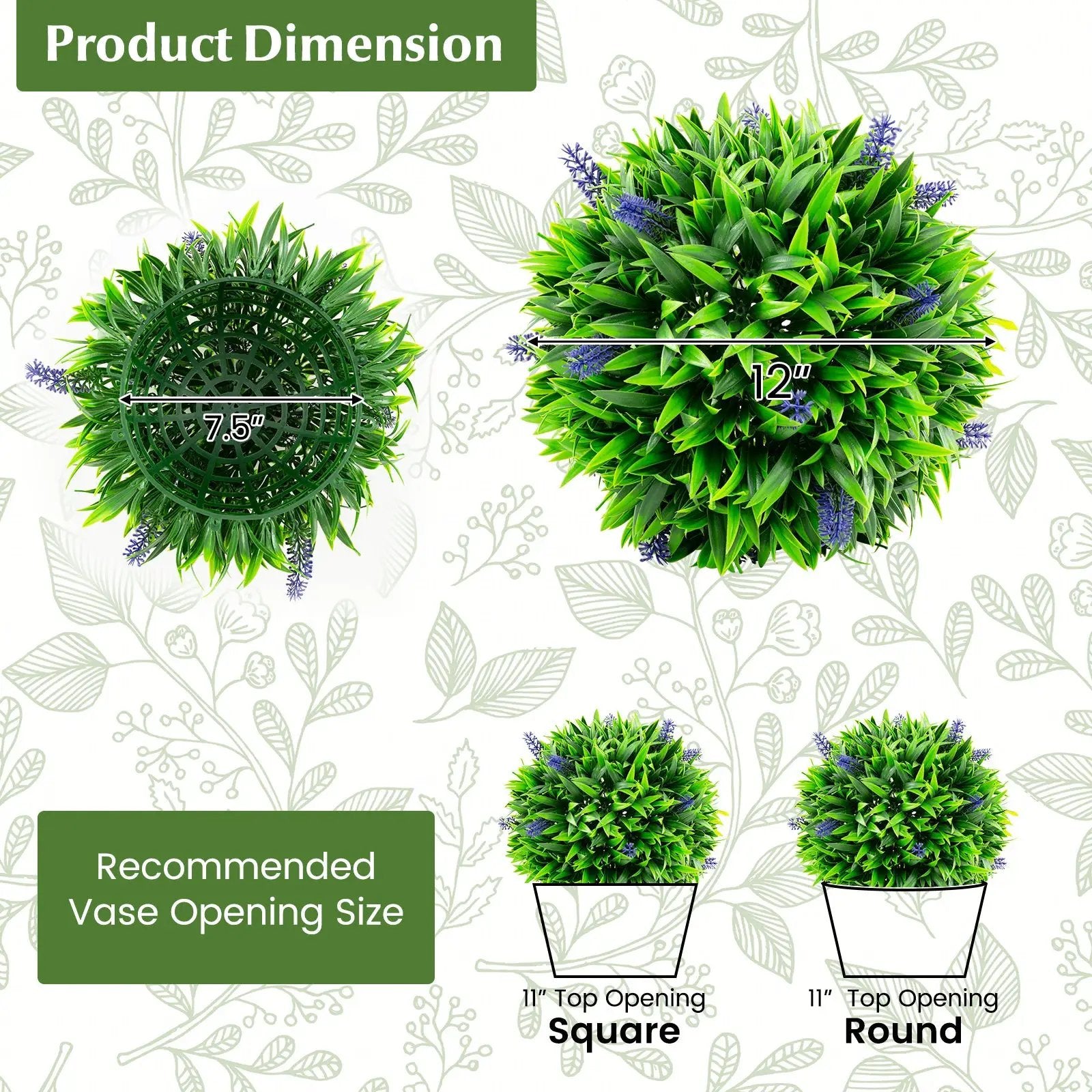2 Pieces Artificial Lavender Topiary Balls with Flowers by DirectDeals