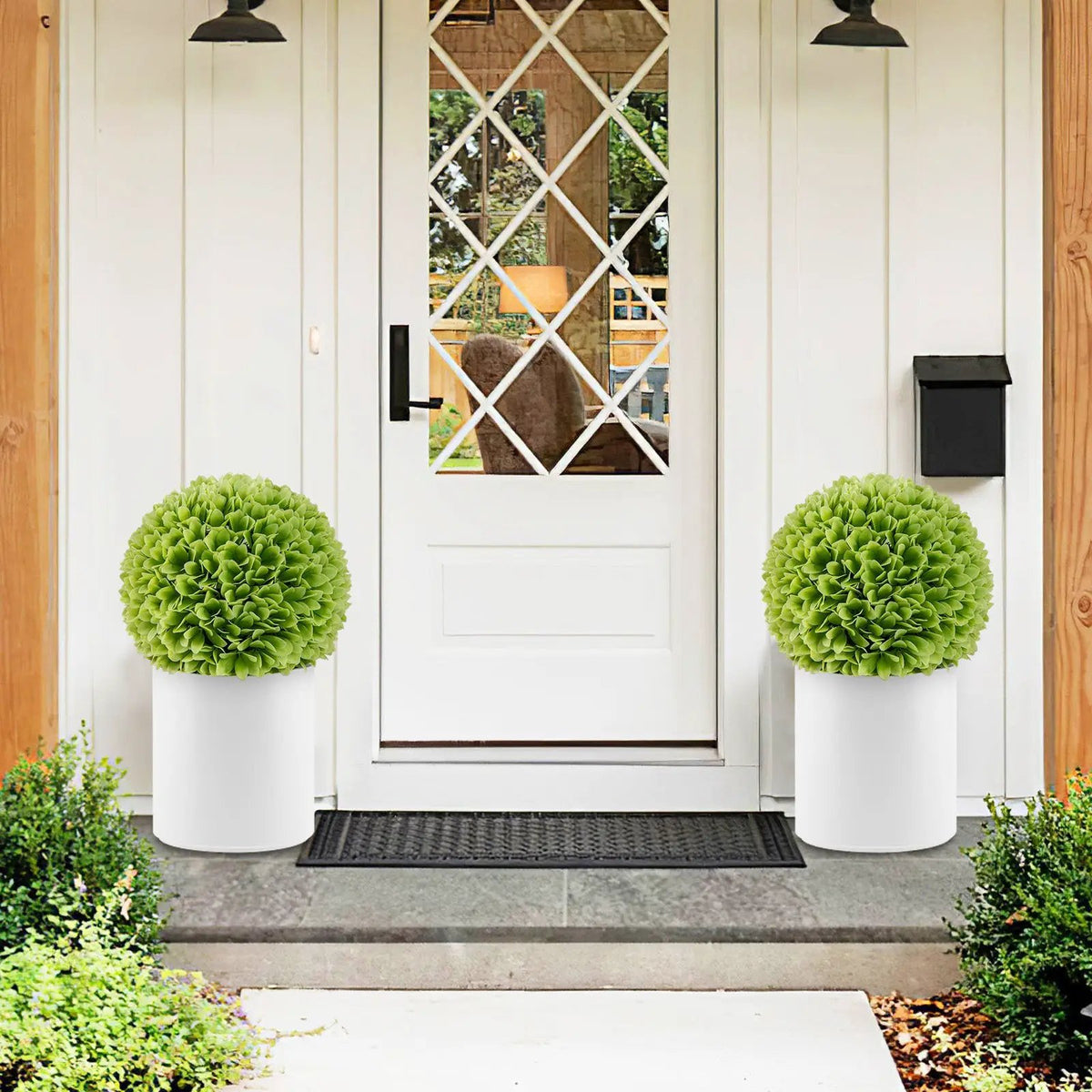 2 Pieces Artificial Plant Topiary Balls Faux Boxwood Decorative Balls by DirectDeals
