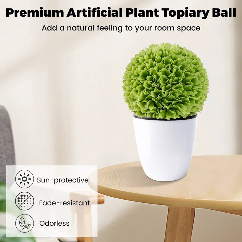 2 Pieces Artificial Plant Topiary Balls Faux Boxwood Decorative Balls by DirectDeals