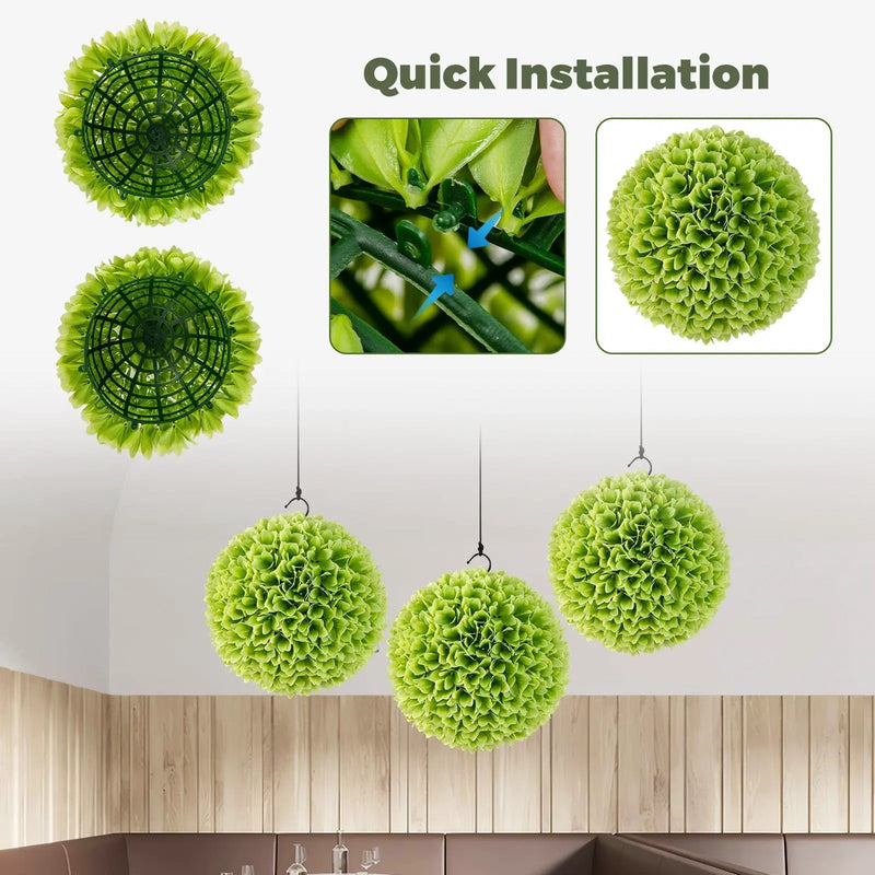 2 Pieces Artificial Plant Topiary Balls Faux Boxwood Decorative Balls by DirectDeals