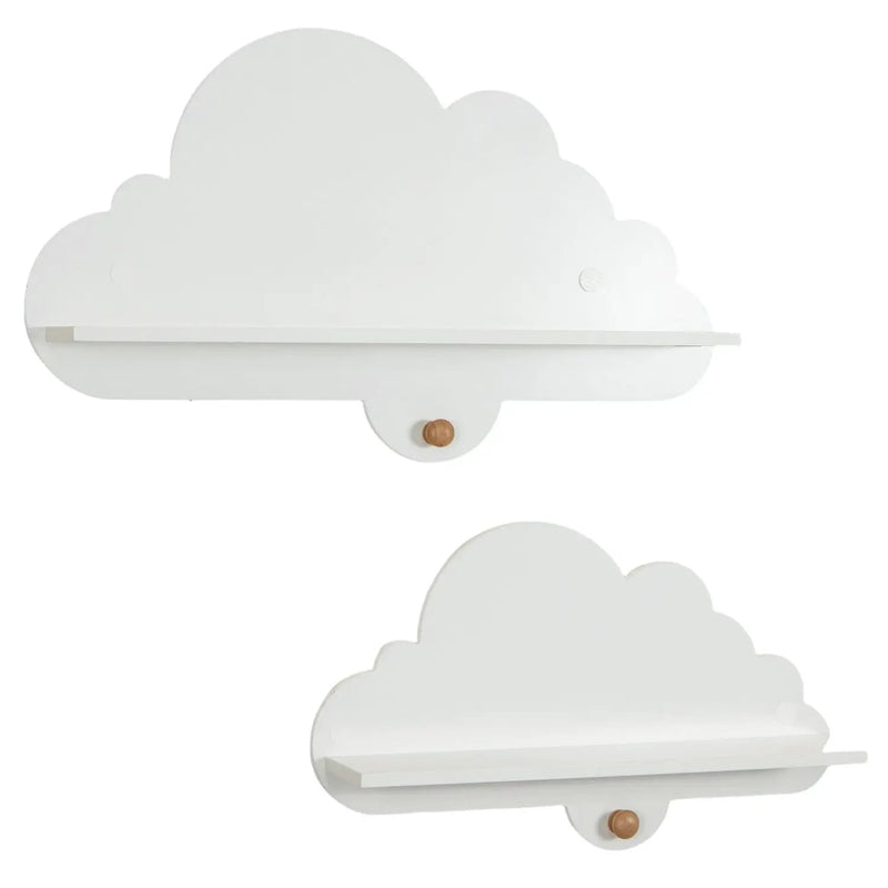 2 Pieces Floating Cloud Shelves Wall Mounted Storage Display Rack-White by DirectDeals
