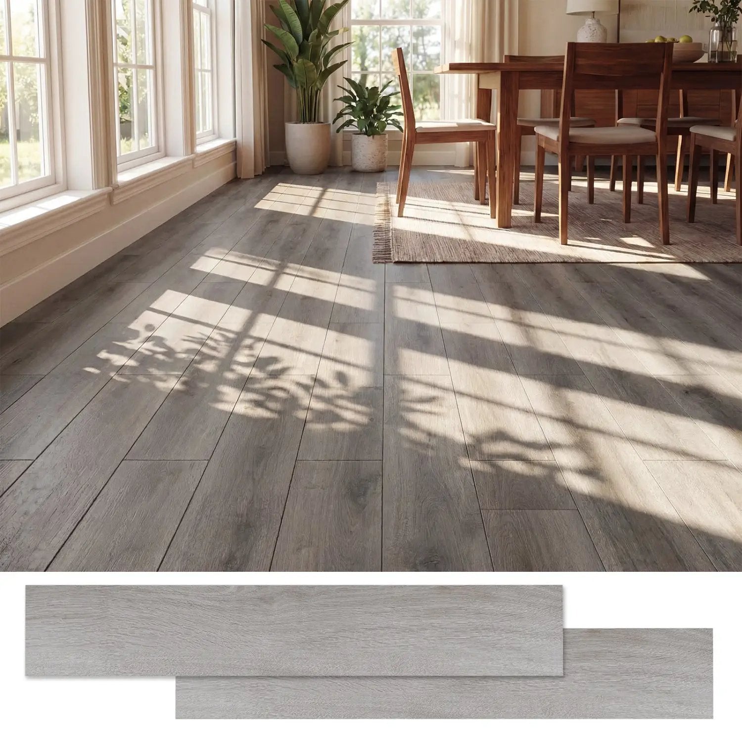 Set of 2 Floor Tile Vinyl Flooring Waterproof Vinyl Plank Flooring by DirectDeals