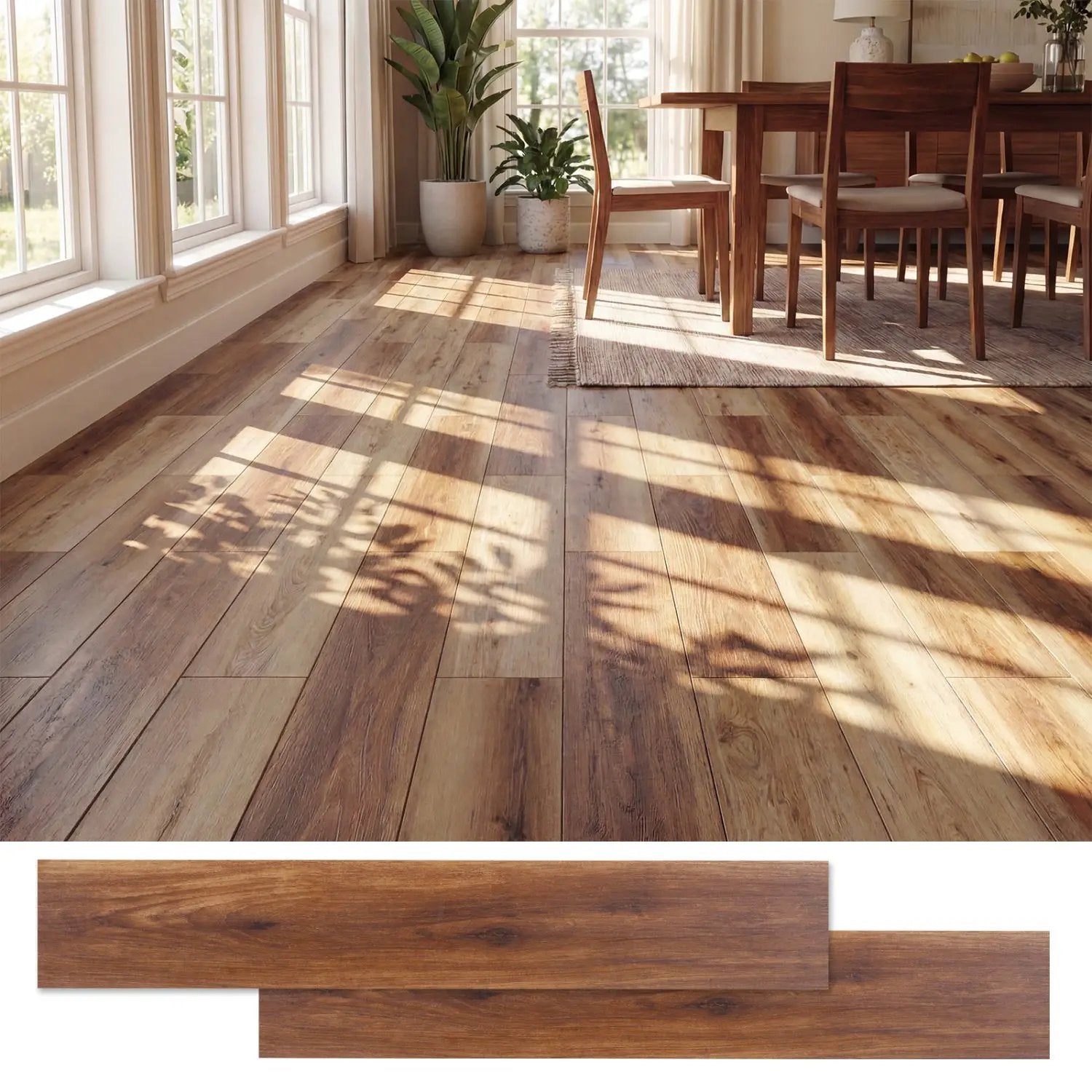 Set of 2 Floor Tile Vinyl Flooring Waterproof Vinyl Plank Flooring by DirectDeals