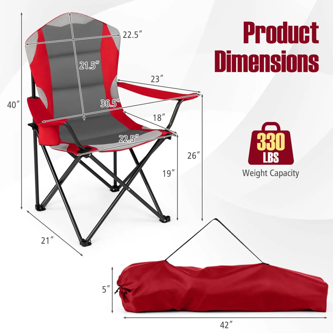 Folding Camping Chairs for Adults with Cup Holders (2-Pack) by DirectDeals