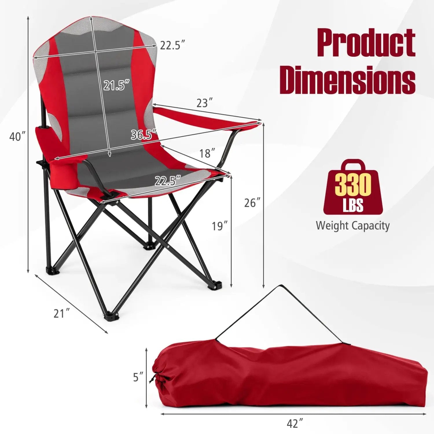 Folding Camping Chairs for Adults with Cup Holders (2-Pack) by DirectDeals