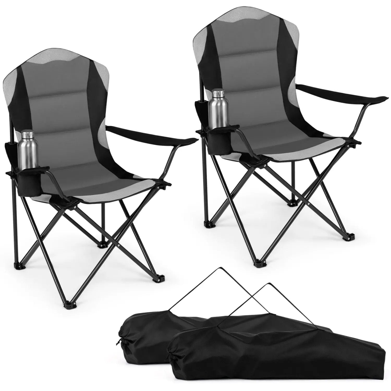 Folding Camping Chairs for Adults with Cup Holders (2-Pack) by DirectDeals