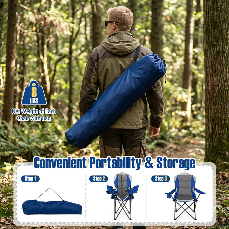 Folding Camping Chairs for Adults with Cup Holders (2-Pack) by DirectDeals