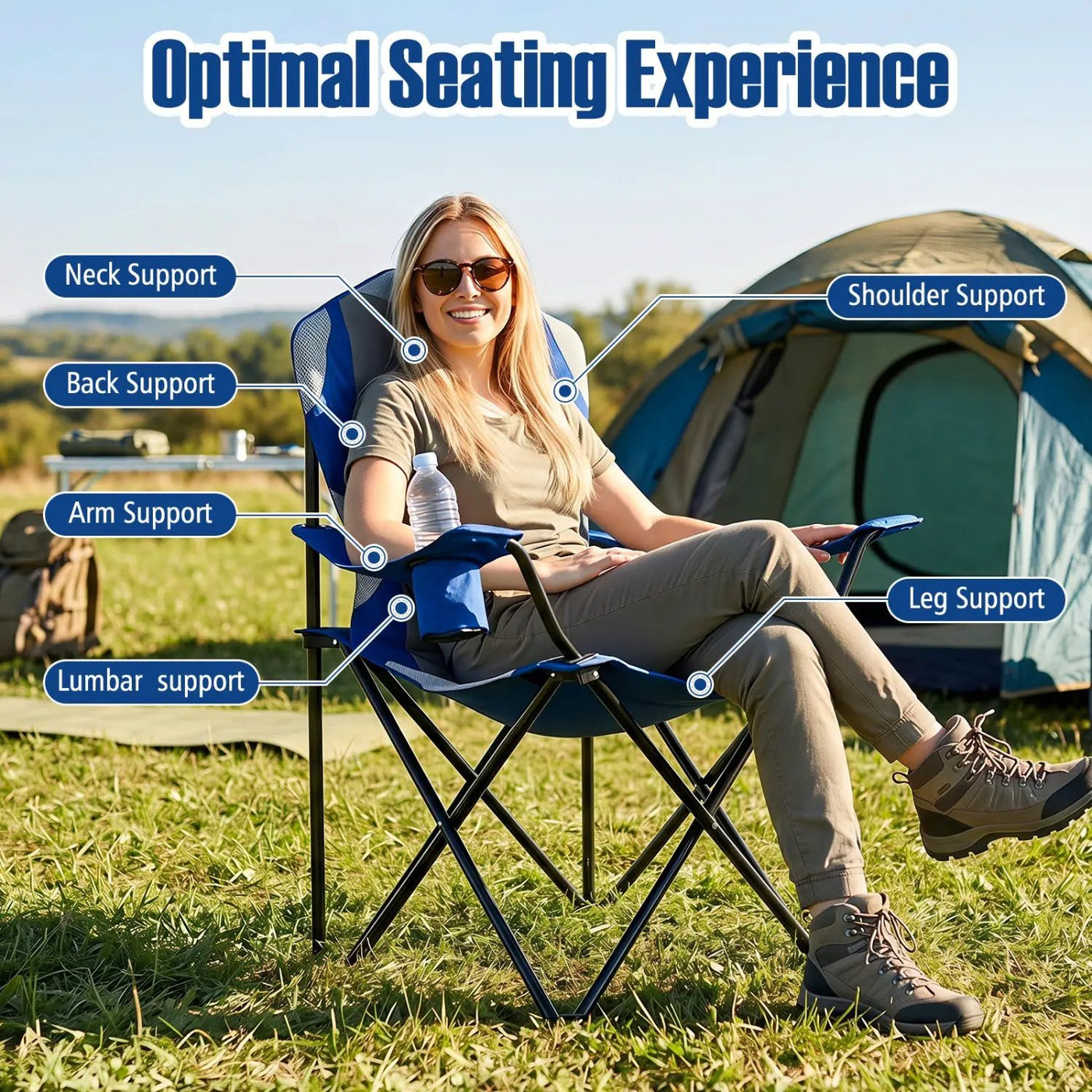 Folding Camping Chairs for Adults with Cup Holders (2-Pack) by DirectDeals