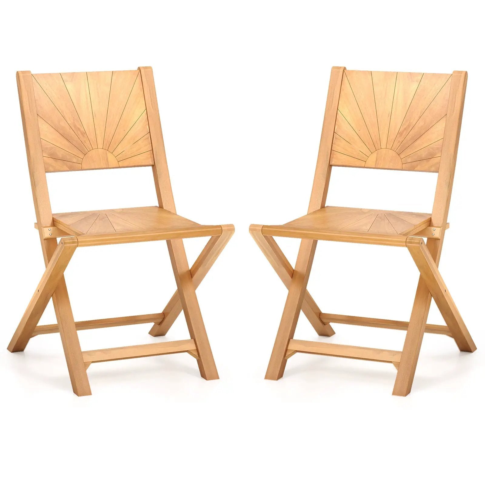 2 Pieces Folding Patio Chairs with Inclined Backrest by DirectDeals