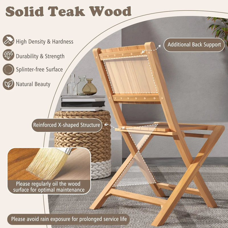 2 Pieces Folding Patio Chairs with Inclined Backrest by DirectDeals