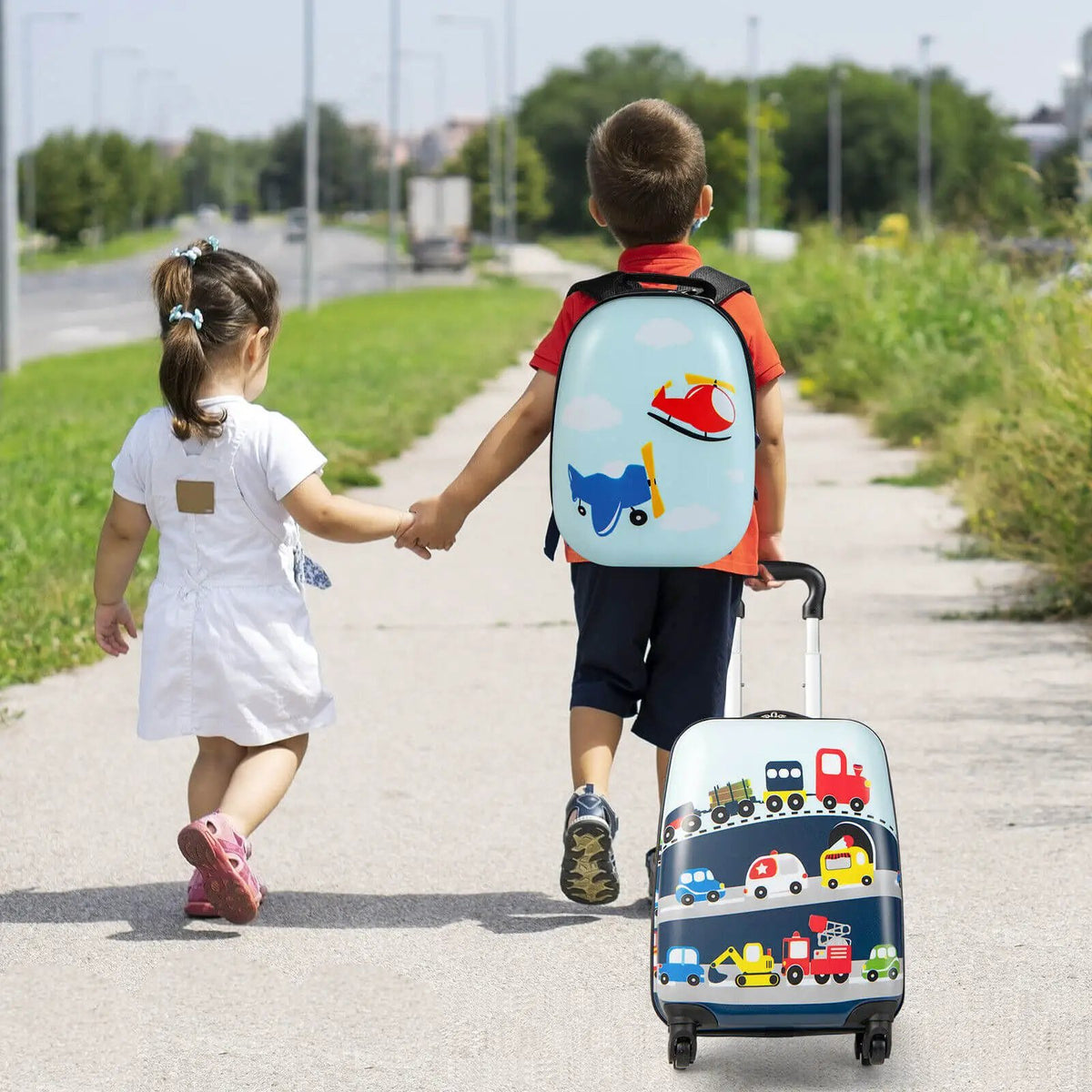 2 Pieces Kids Carry-on Luggage Set with 12 Inch Backpack by DirectDeals