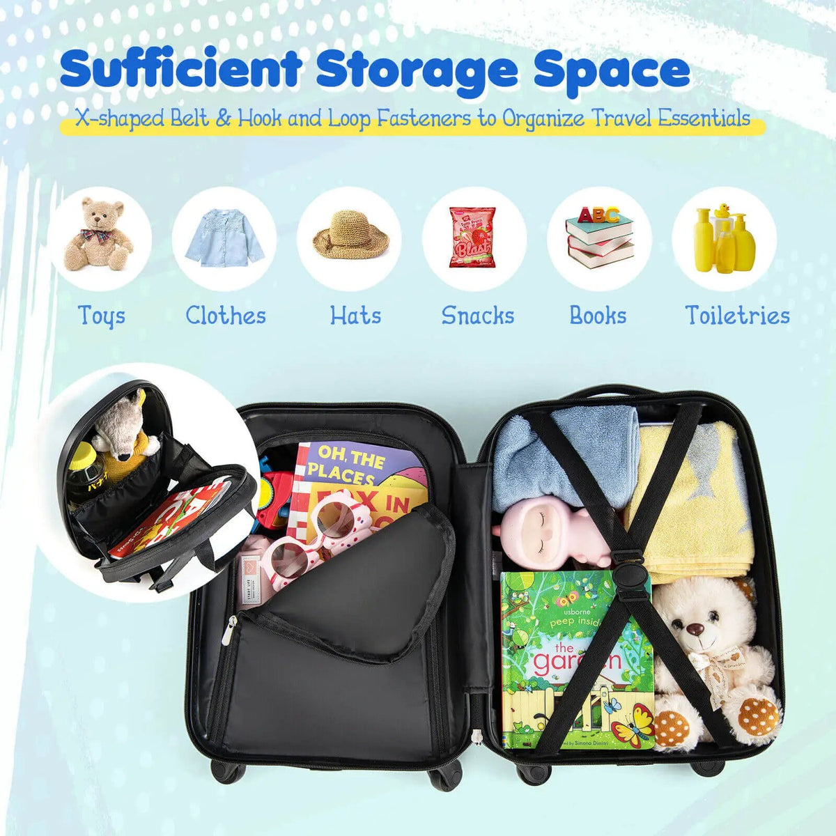 2 Pieces Kids Carry-on Luggage Set with 12 Inch Backpack by DirectDeals