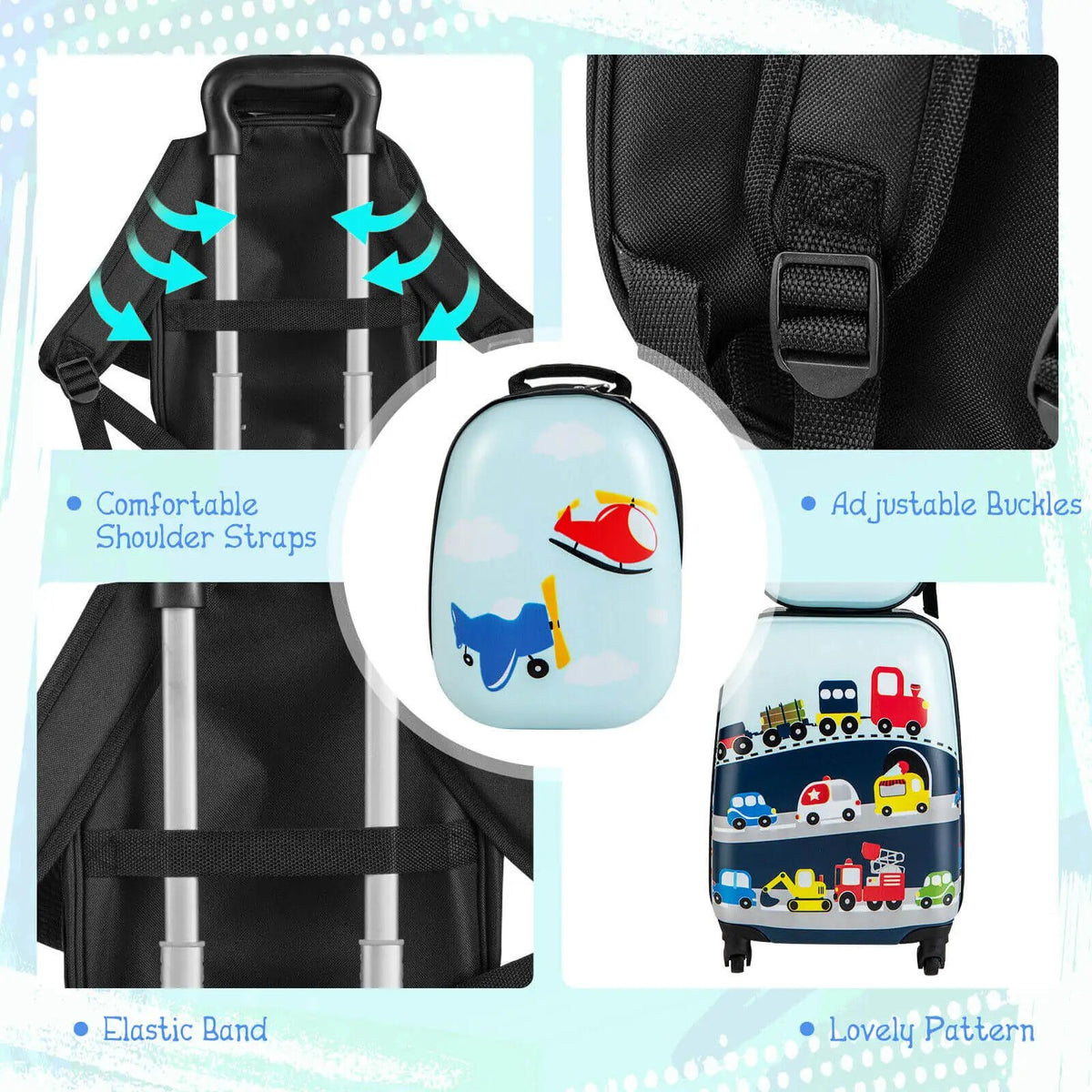2 Pieces Kids Carry-on Luggage Set with 12 Inch Backpack by DirectDeals