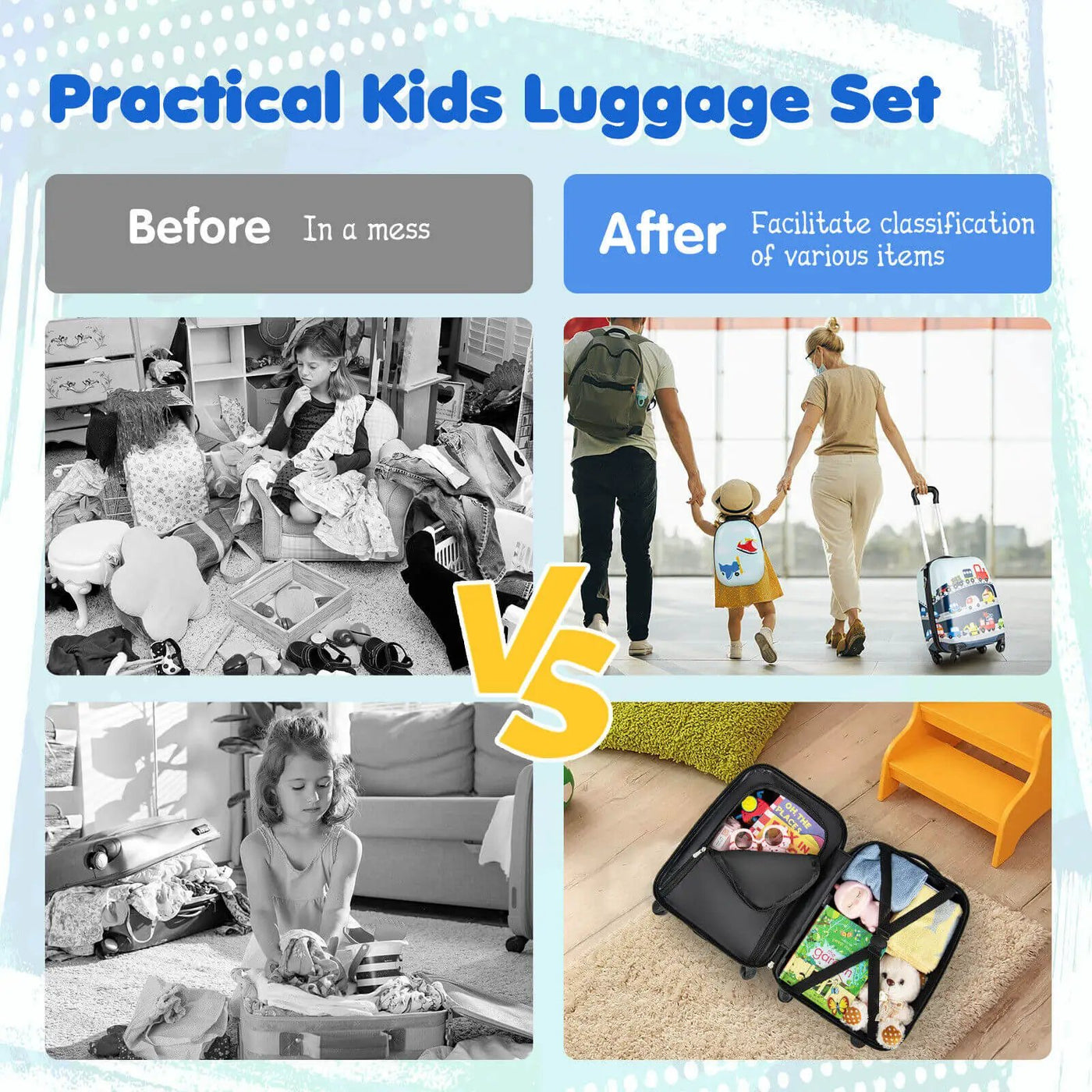 2 Pieces Kids Carry-on Luggage Set with 12 Inch Backpack by DirectDeals