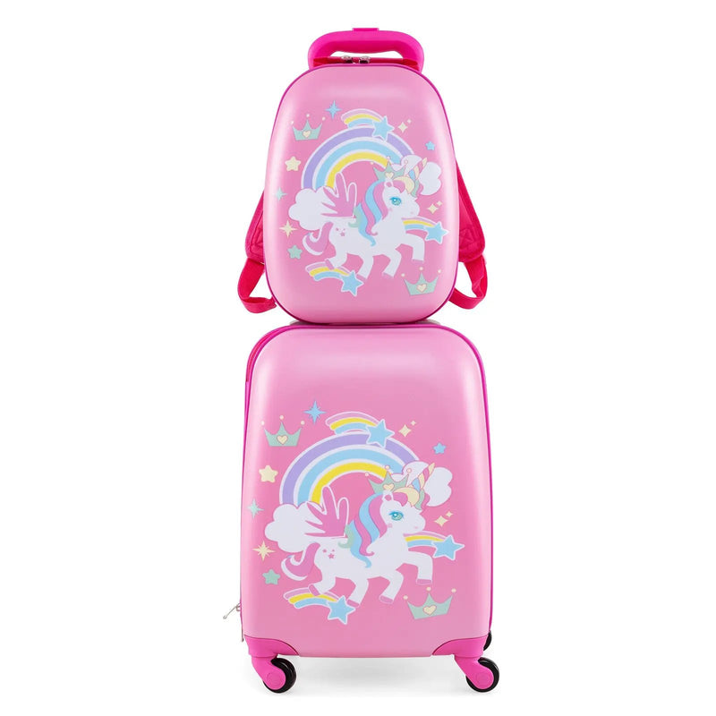 2 Pieces Kids Carry-on Luggage Set with 12 Inch Backpack by DirectDeals