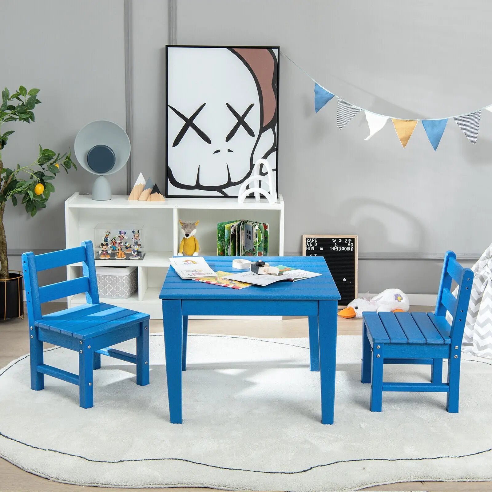 2 Pieces Kids Learning Chair set with Backrest by DirectDeals