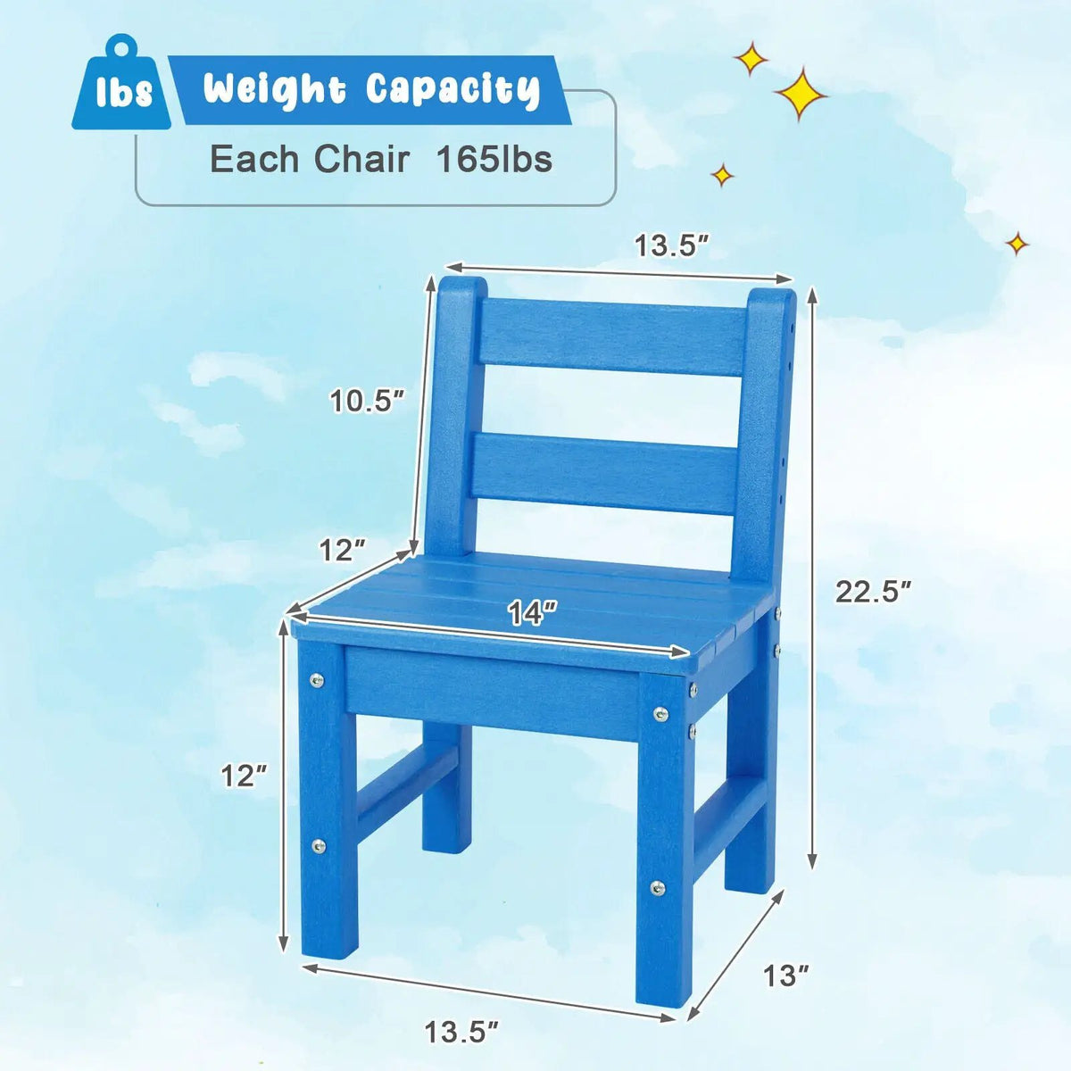 2 Pieces Kids Learning Chair set with Backrest by DirectDeals