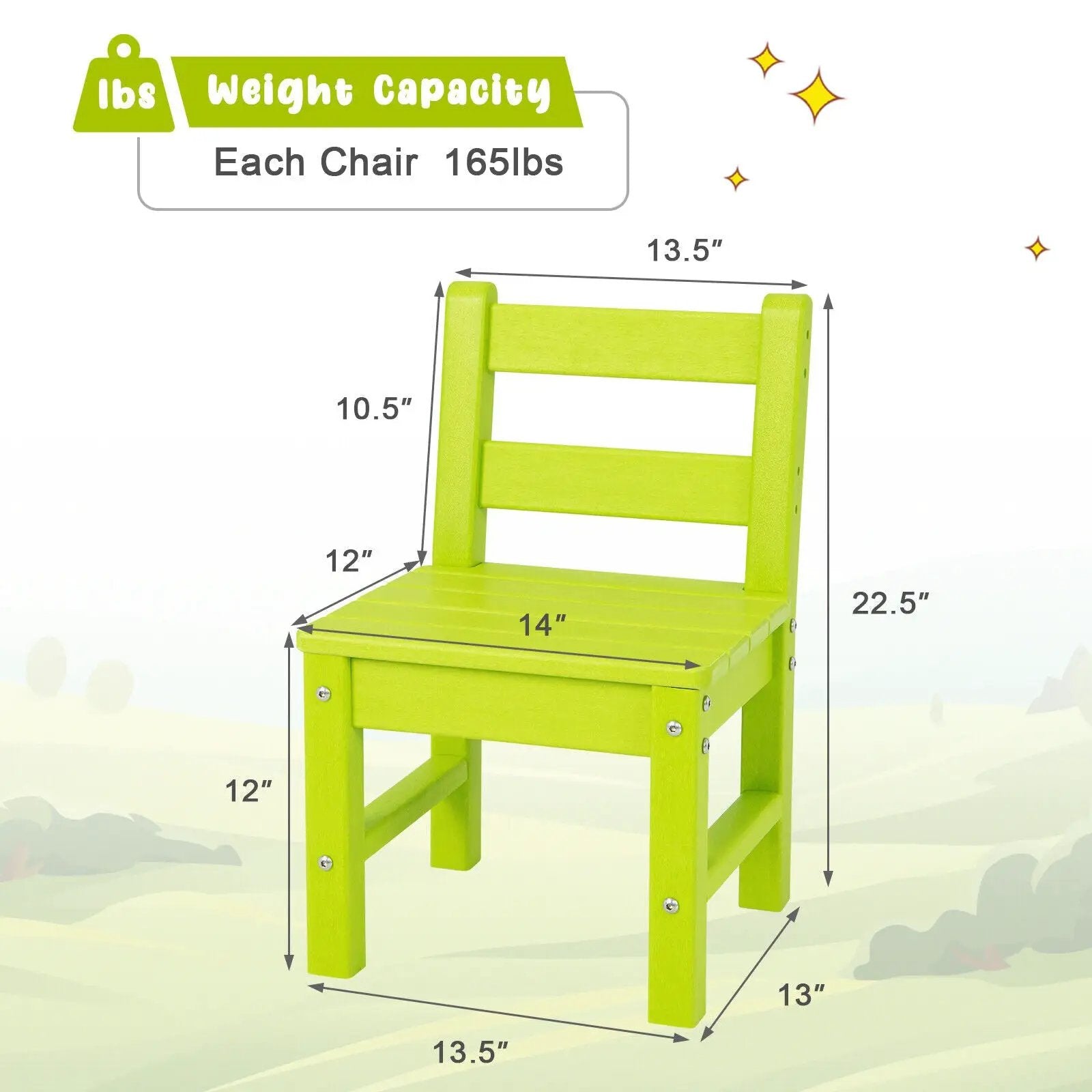 2 Pieces Kids Learning Chair set with Backrest by DirectDeals