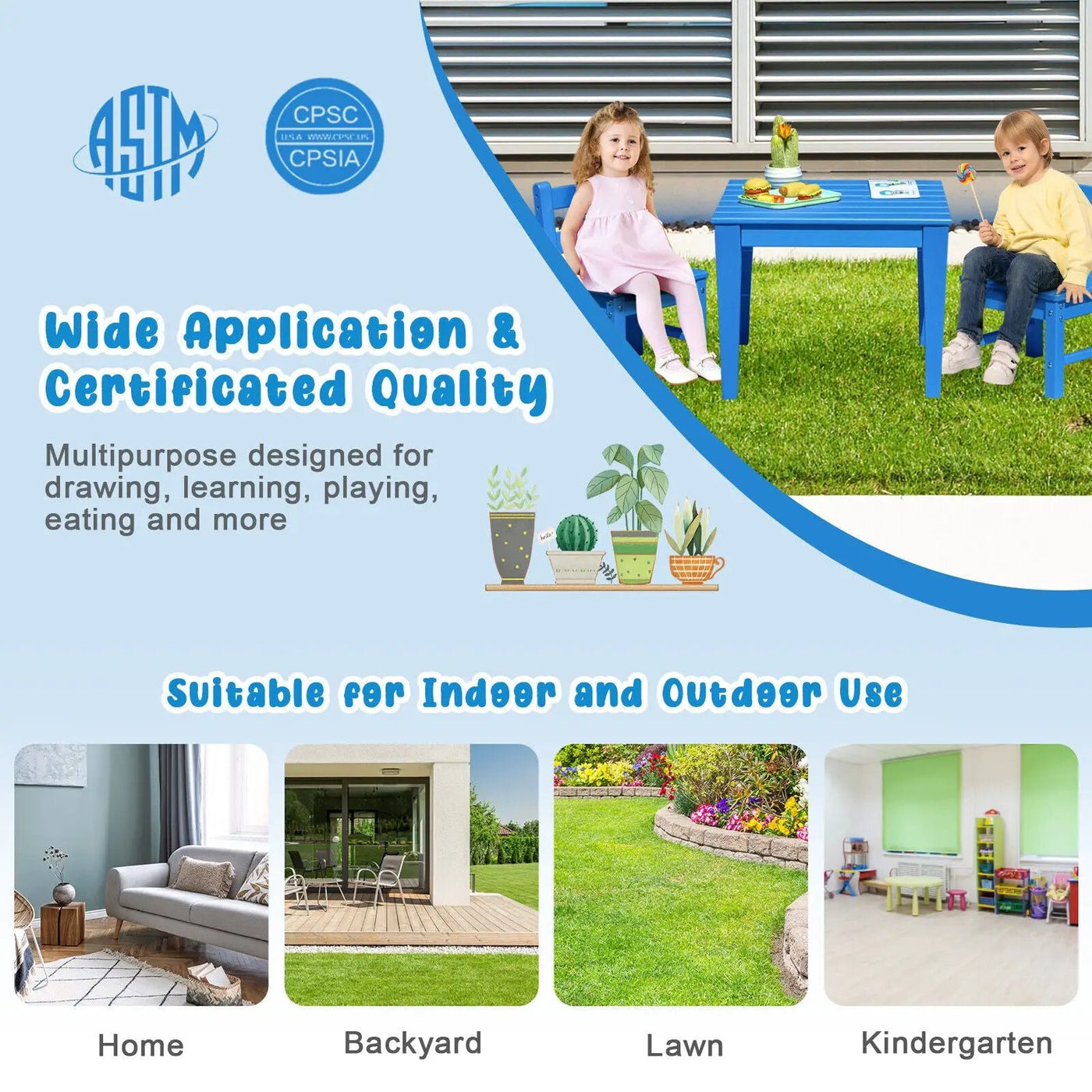 2 Pieces Kids Learning Chair set with Backrest by DirectDeals