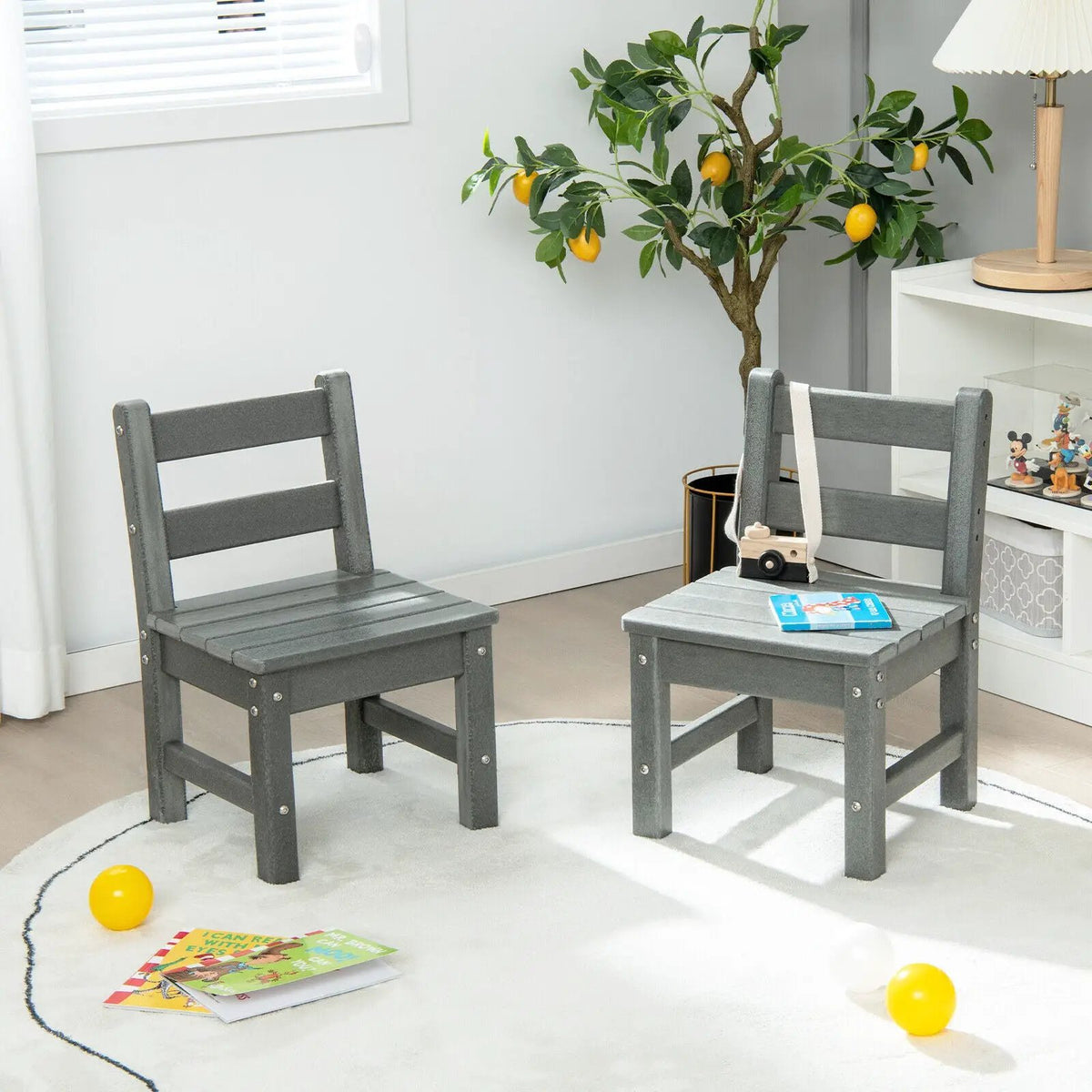 2 Pieces Kids Learning Chair set with Backrest by DirectDeals