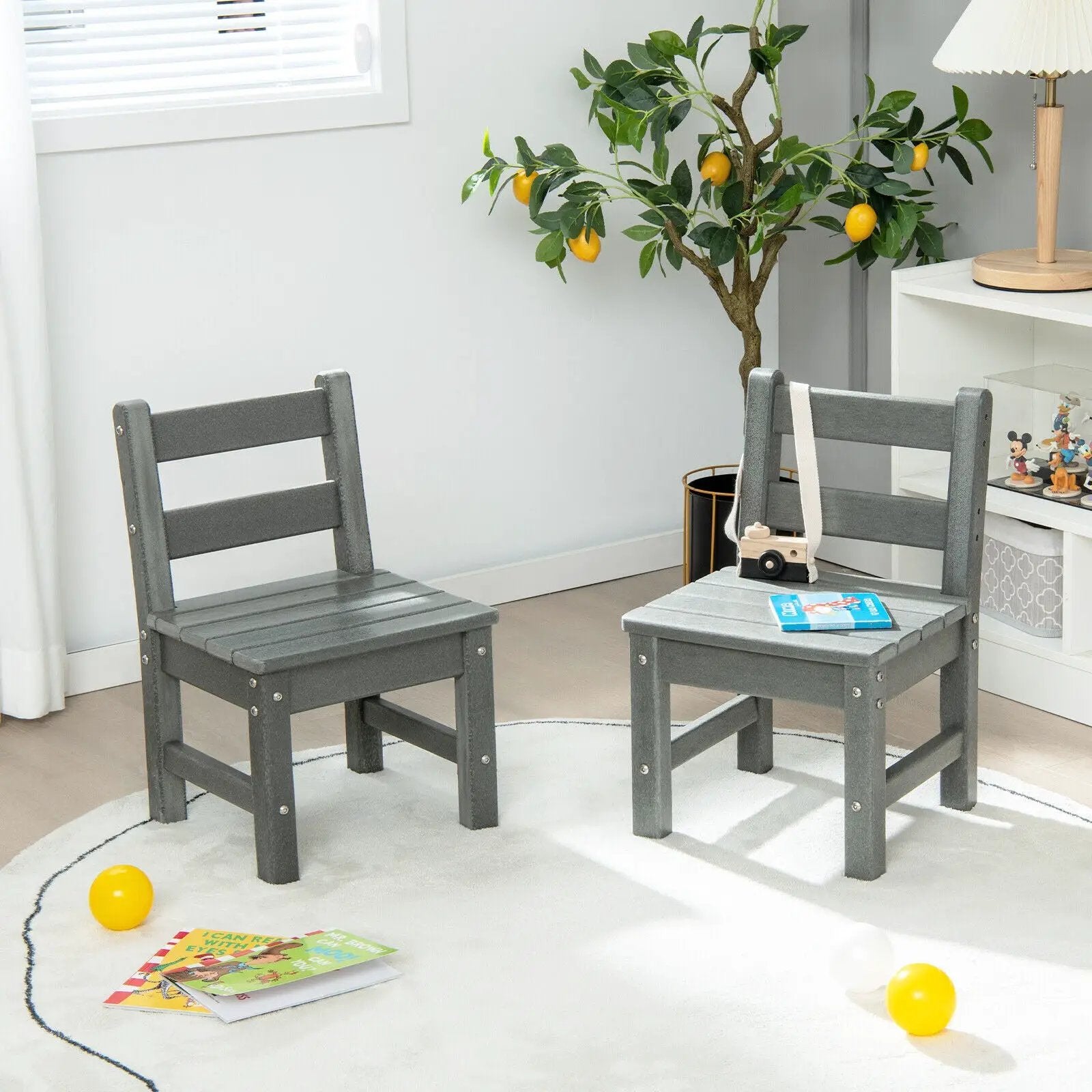 2 Pieces Kids Learning Chair set with Backrest by DirectDeals