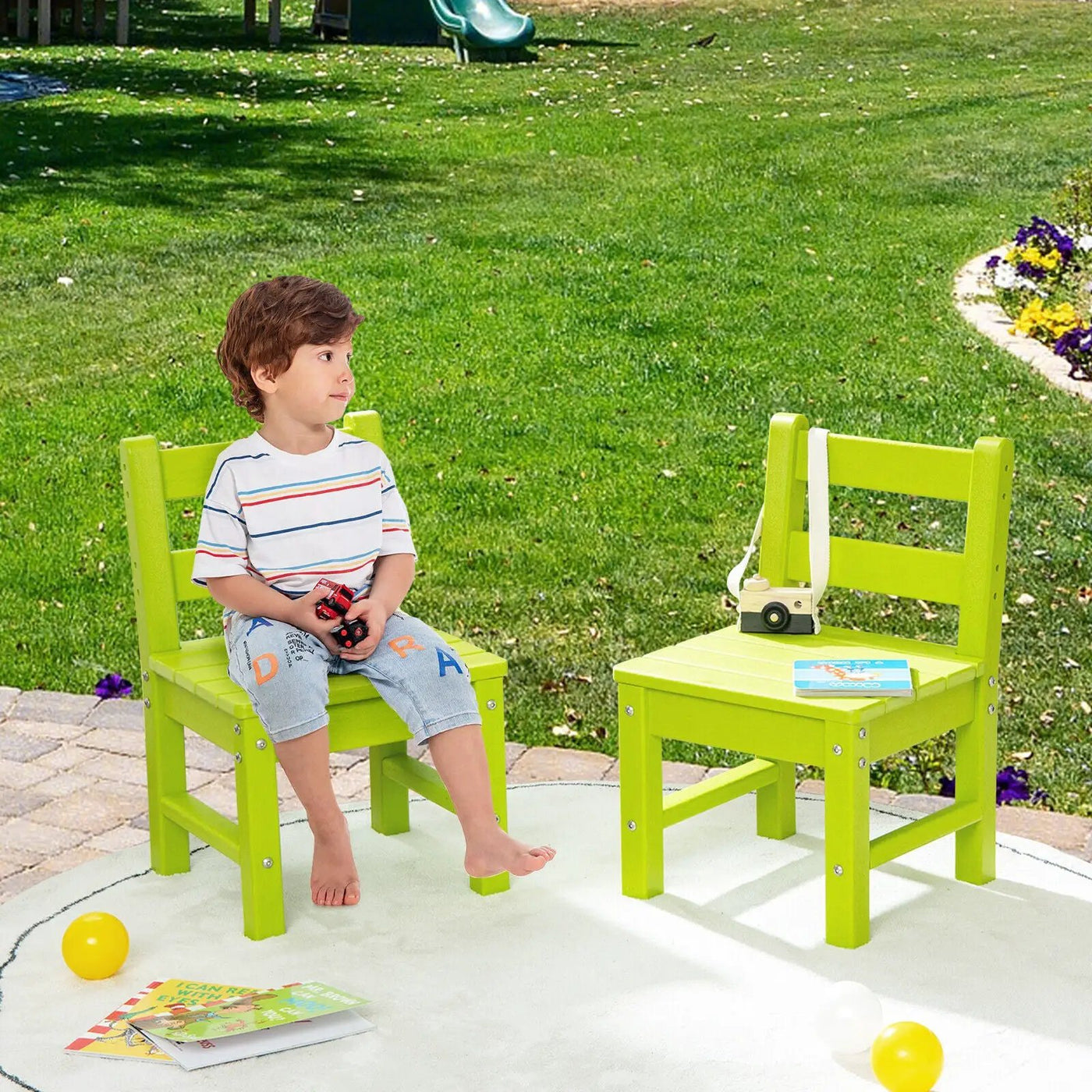 2 Pieces Kids Learning Chair set with Backrest by DirectDeals