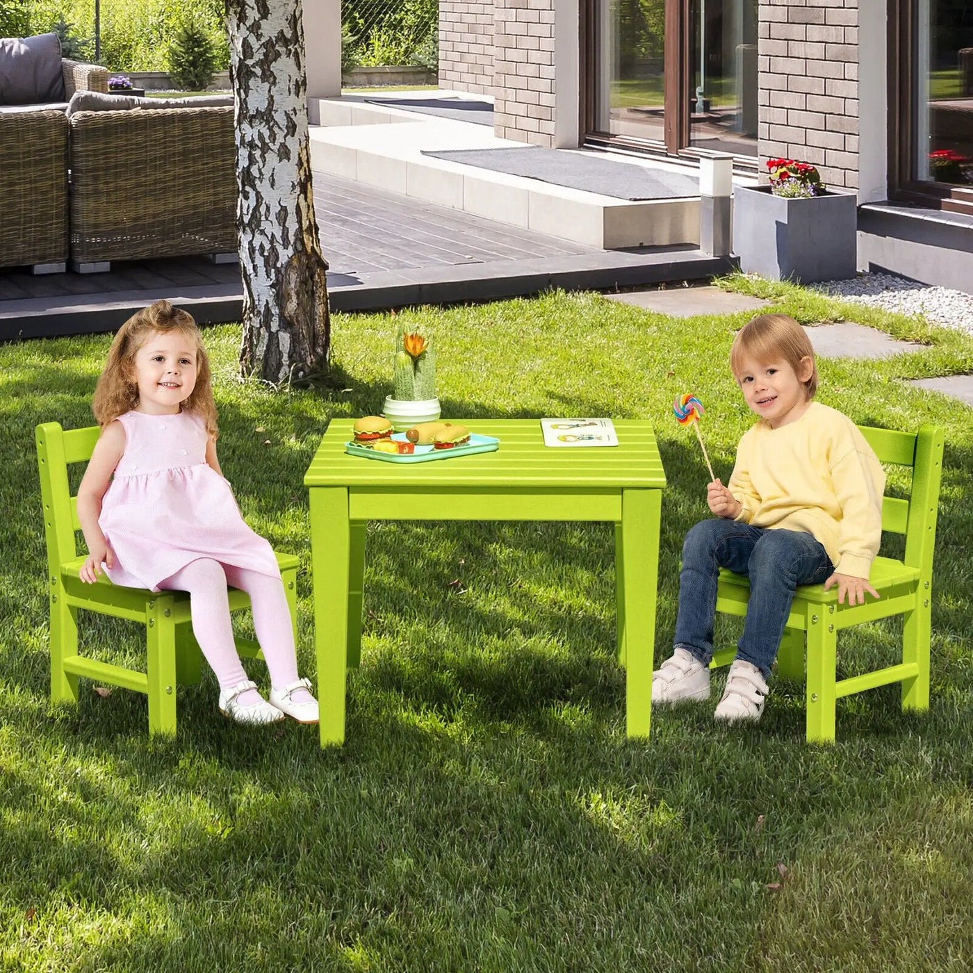 2 Pieces Kids Learning Chair set with Backrest by DirectDeals