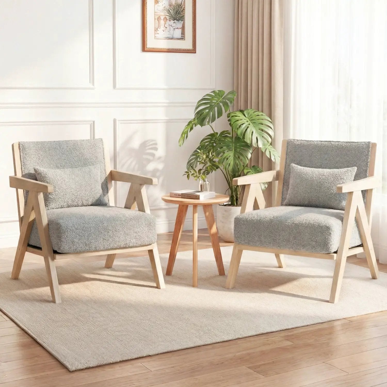 2 Pieces Living Room Furniture Set with Rubber Wood Frame by DirectDeals