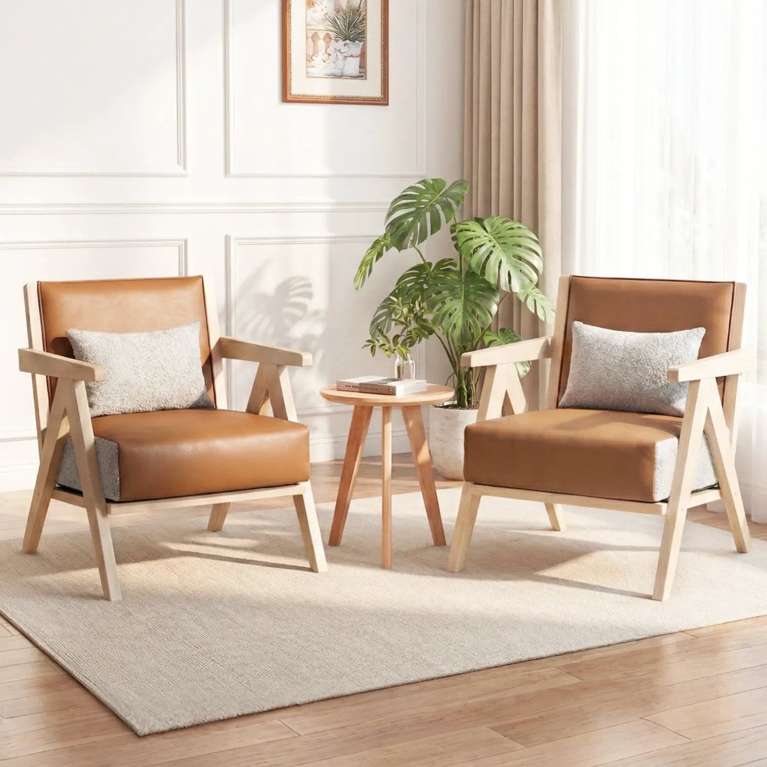 2 Pieces Living Room Furniture Set with Rubber Wood Frame by DirectDeals
